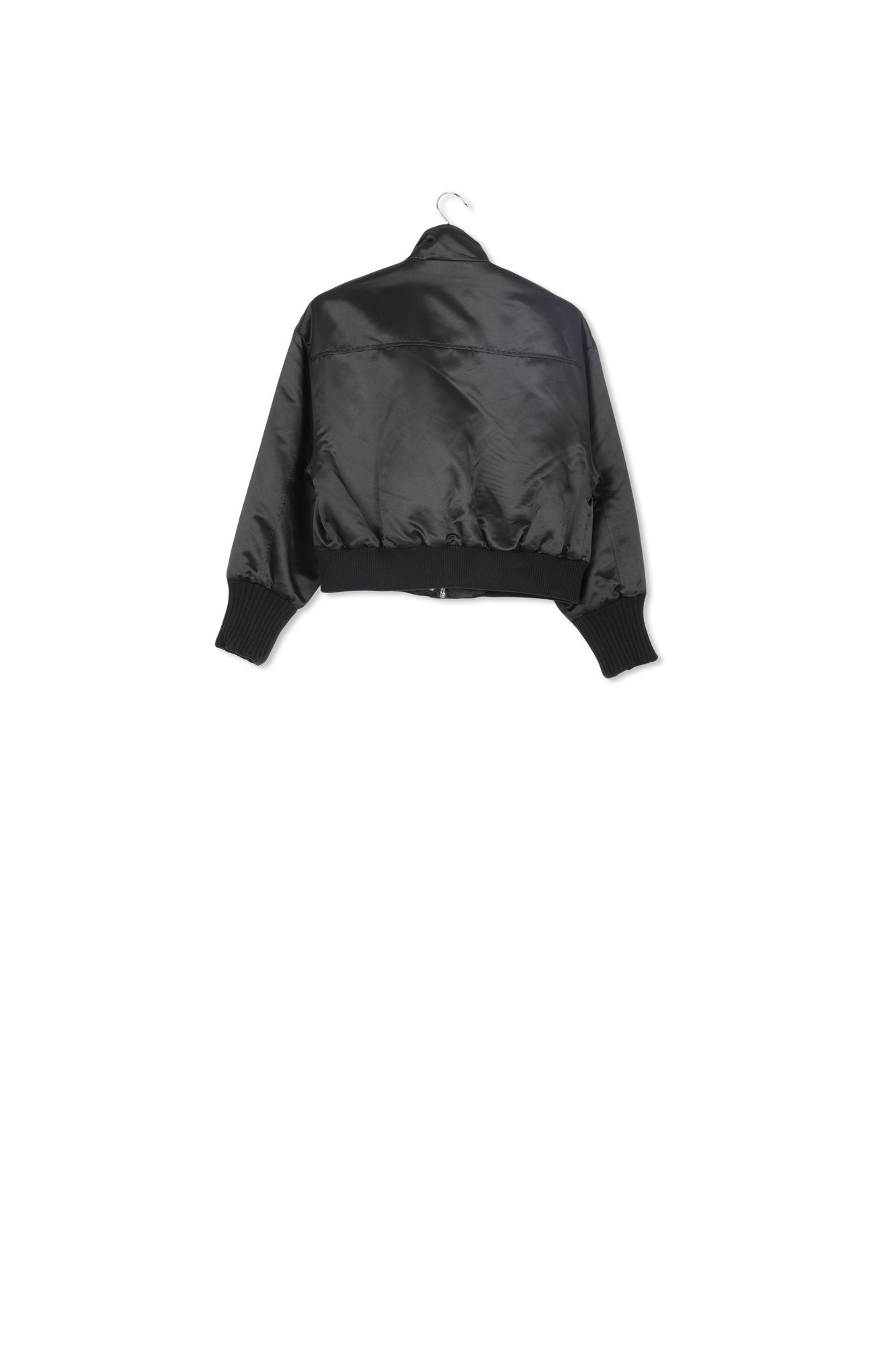 Black satin bomber jacket with sequin embellishments RE—SSENTIEL | Essentiel second hand