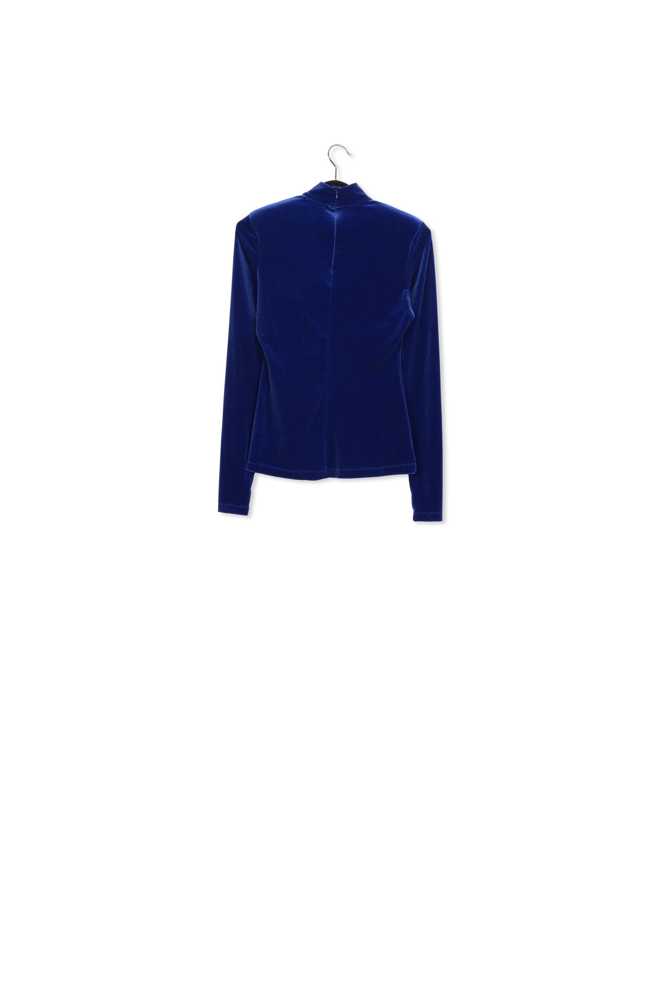 Blue stretch-velvet long-sleeved top RE—SSENTIEL | Essentiel second hand