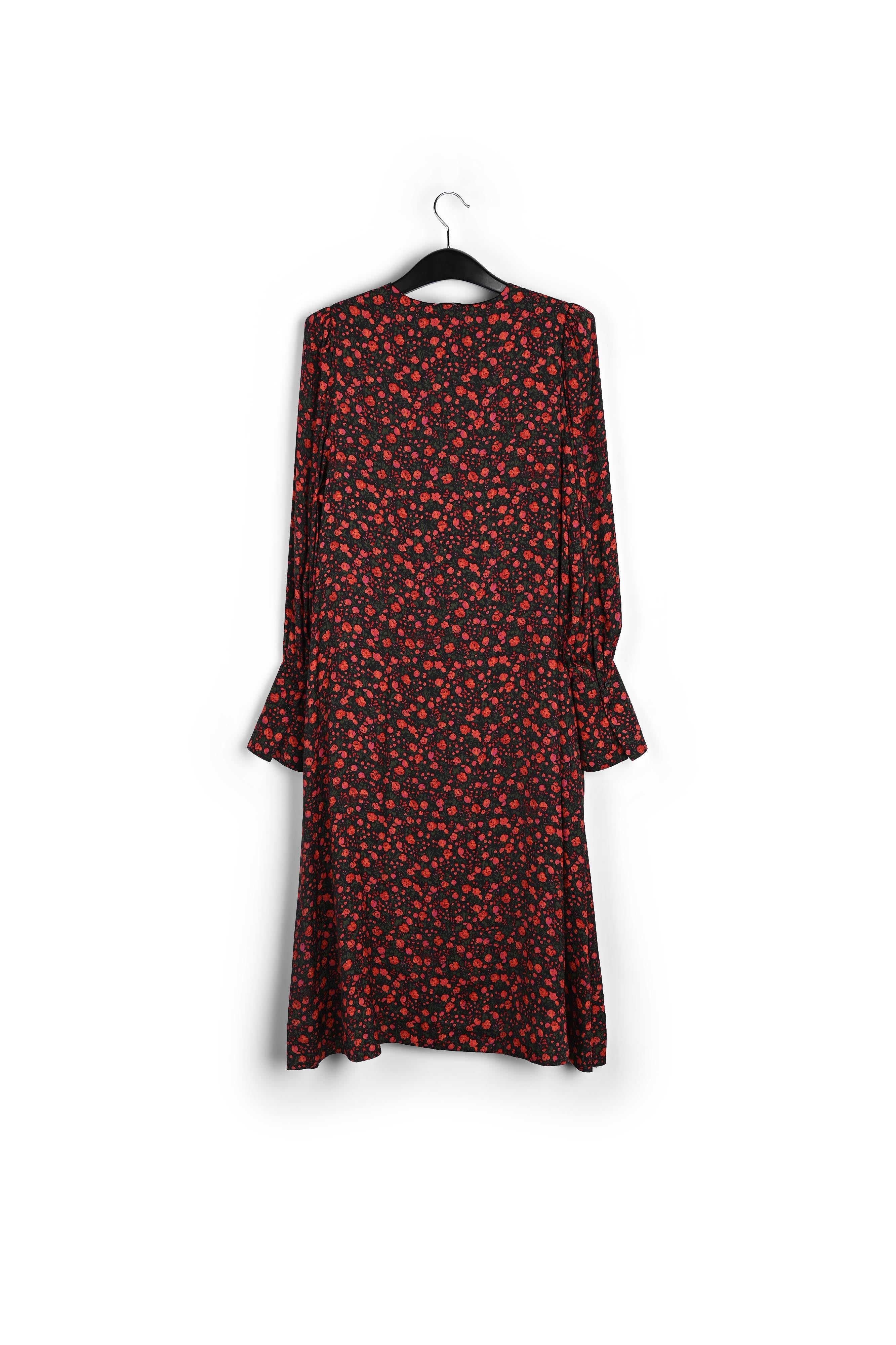 Maxi-jurk met zwarte en rode bloemenprint RE—SSENTIEL | Essentiel second hand