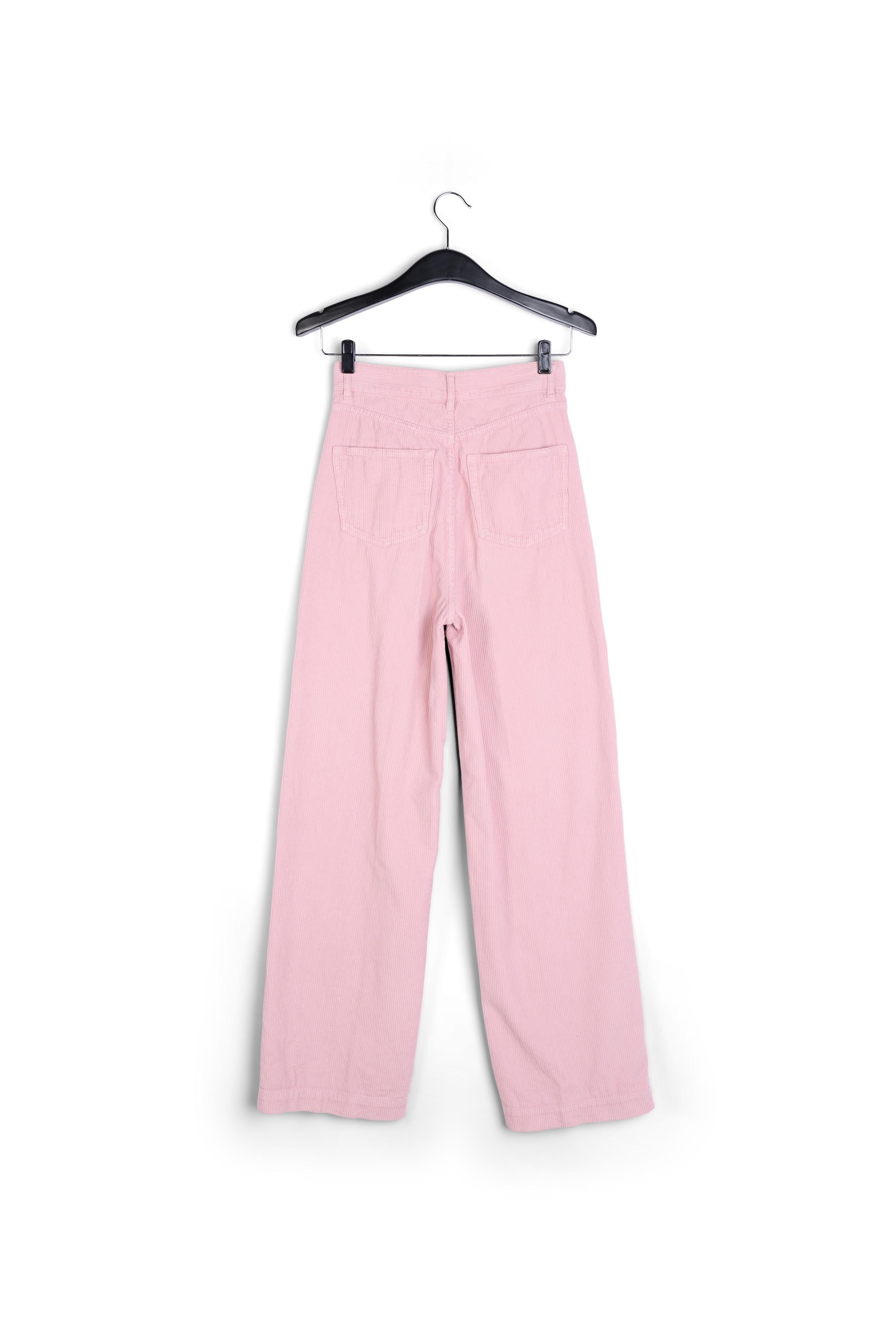 Pastel pink soft corduroy wide leg pants RE—SSENTIEL | Essentiel second hand