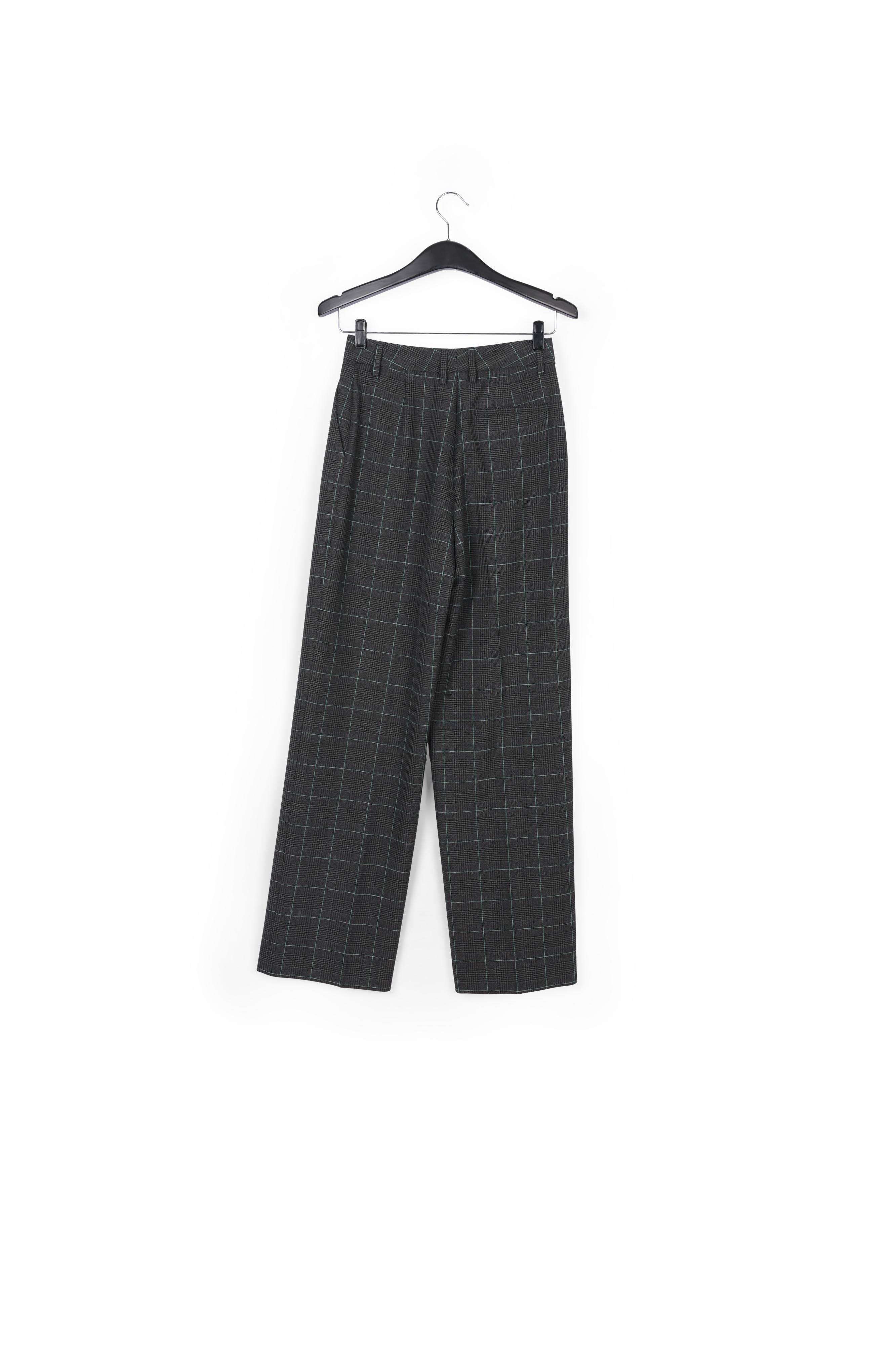 Pantalon classique à carreaux gris et verts RE—SSENTIEL | Essentiel second hand