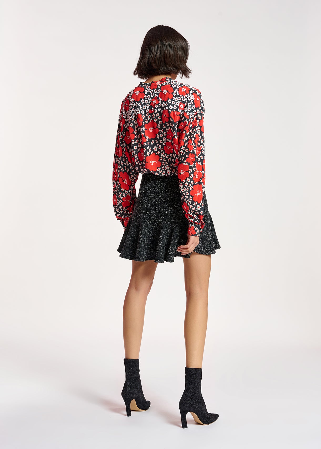 Dark blue, red and white floral-print shirt RE—SSENTIEL | Essentiel second hand