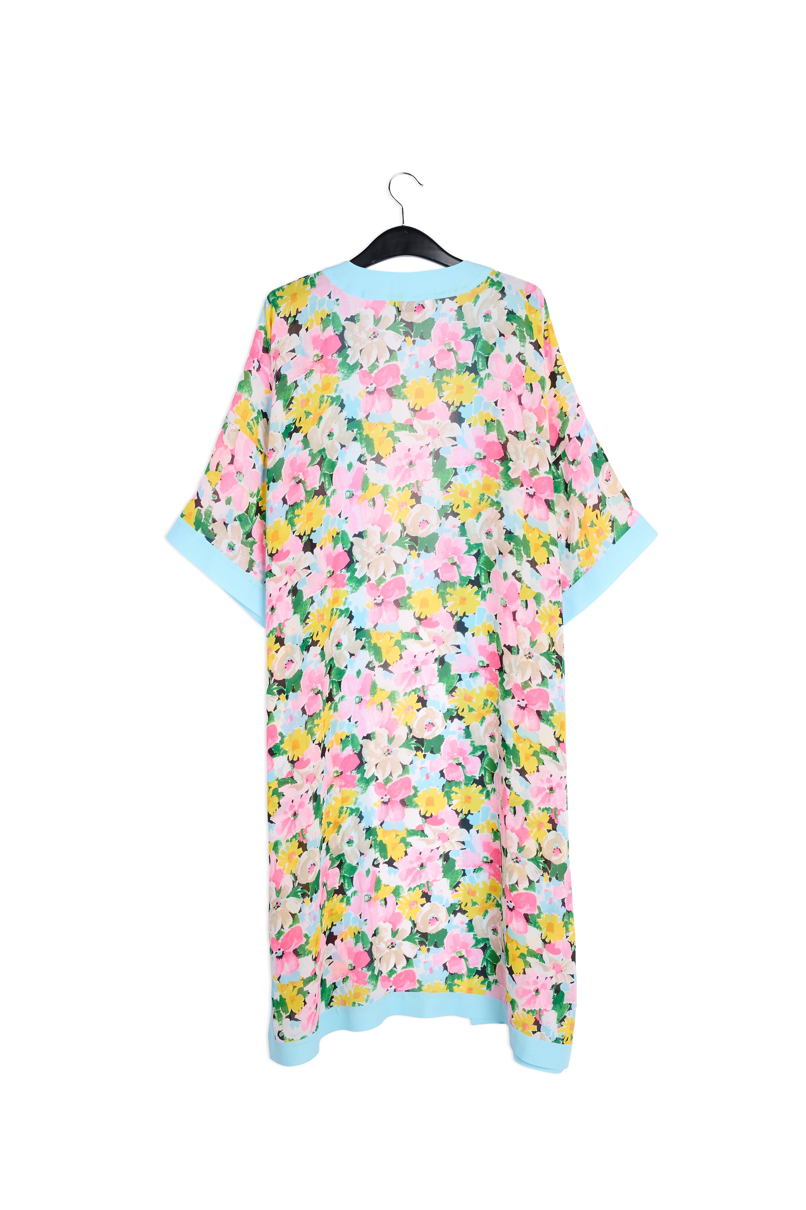 Light blue, pink and green floral kimono RE—SSENTIEL | Essentiel second hand