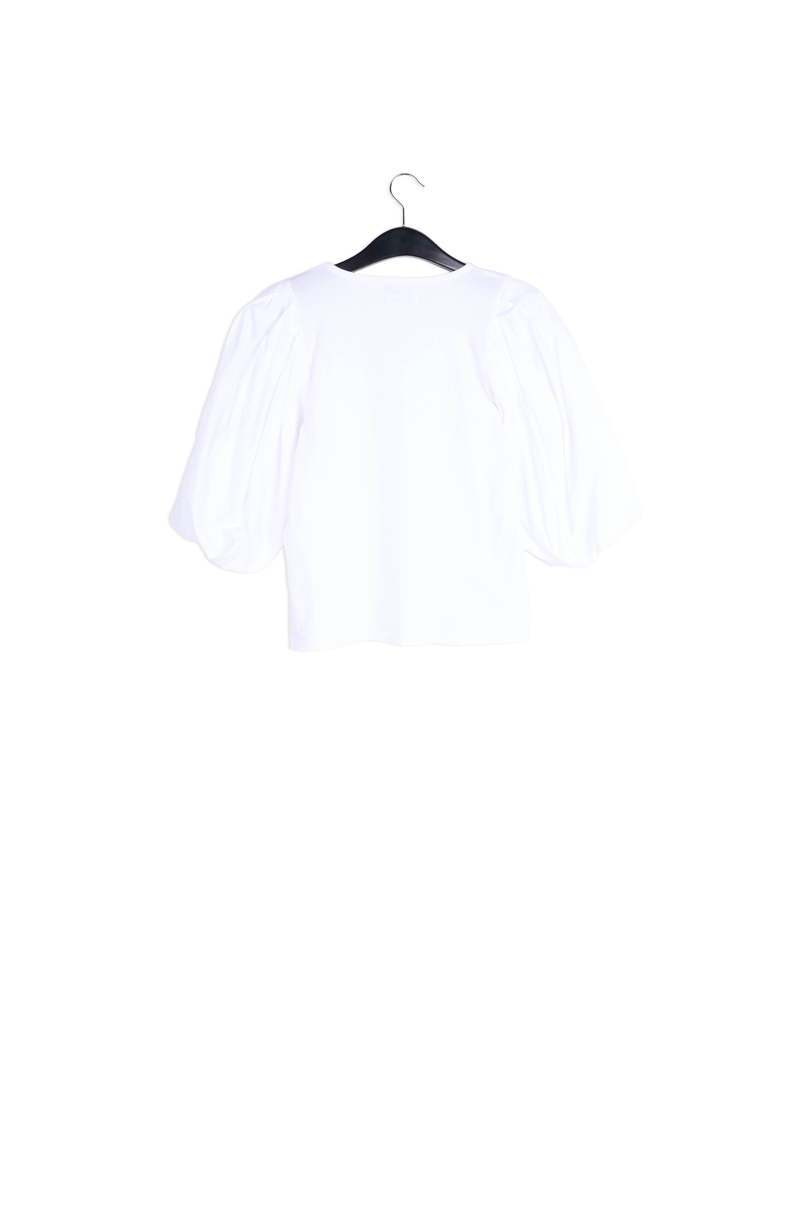 White jersey T-shirt with cotton-poplin sleeves RE—SSENTIEL | Essentiel second hand