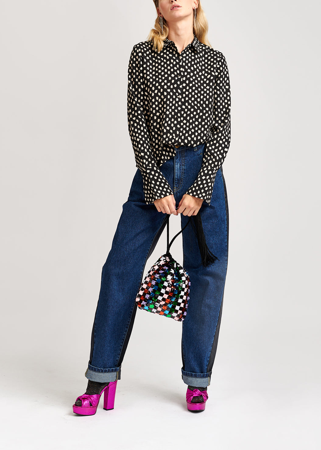 Black polka dot shirt RE—SSENTIEL | Essentiel second hand