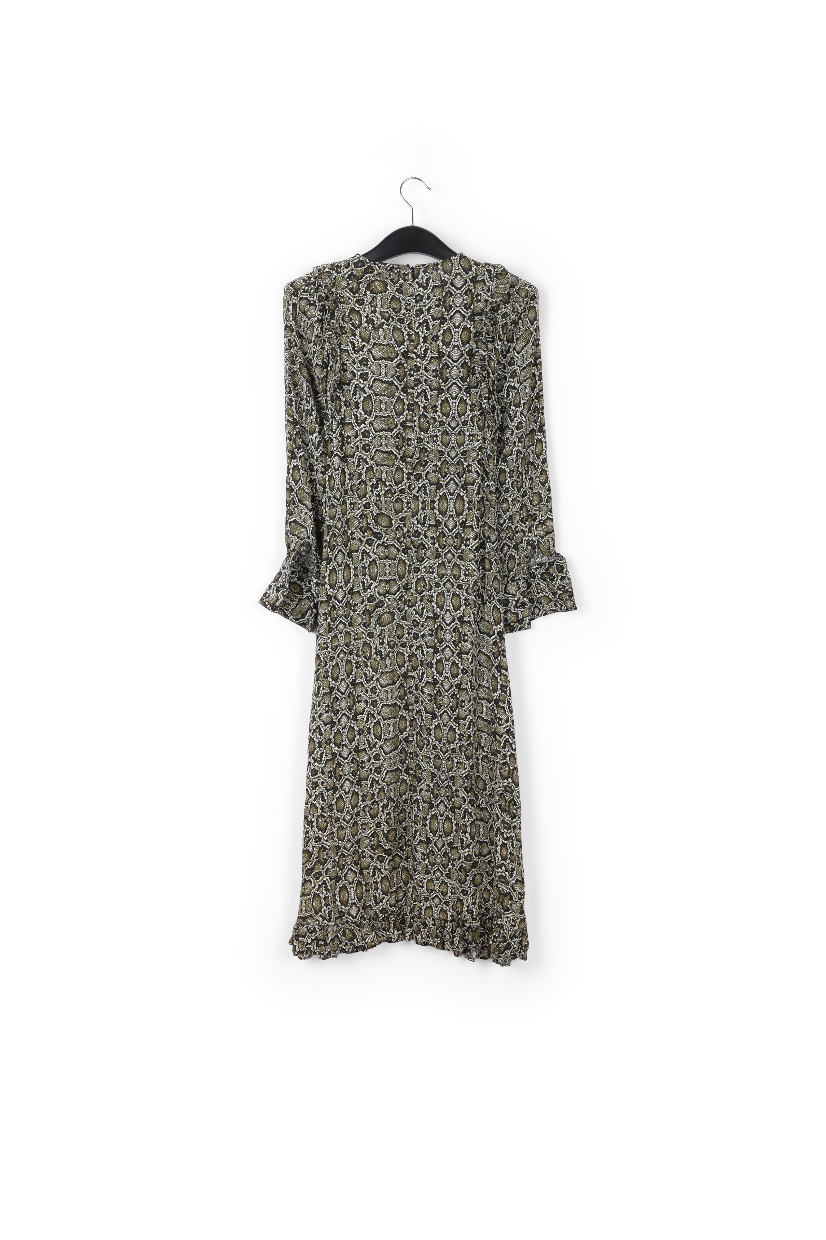 Robe midi vert kaki à imprimé serpent RE—SSENTIEL | Essentiel second hand