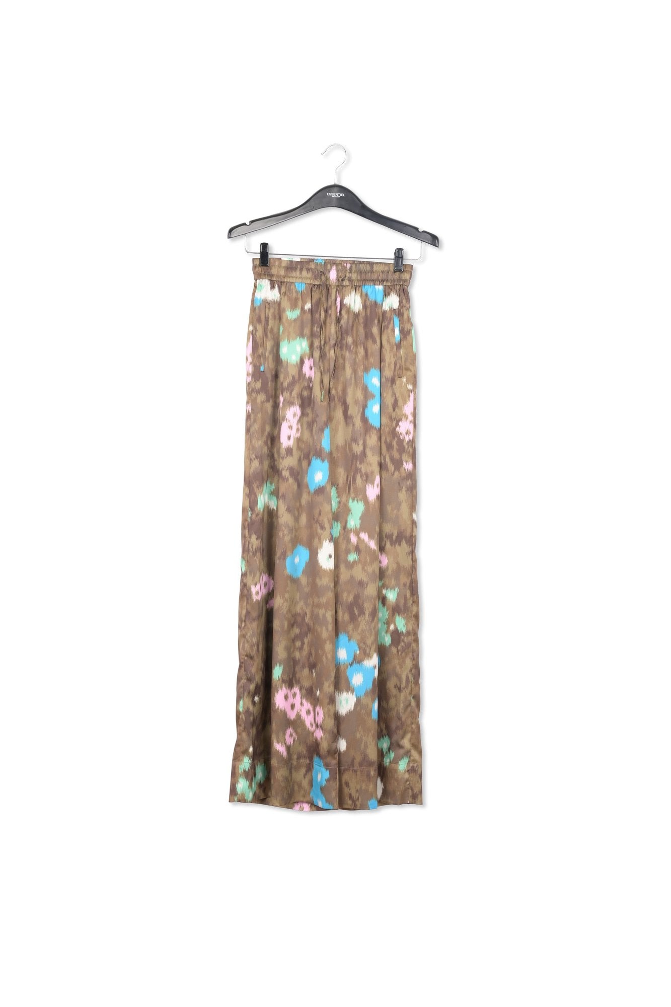 Khaki floral print wide-leg pants RE—SSENTIEL | Essentiel second hand