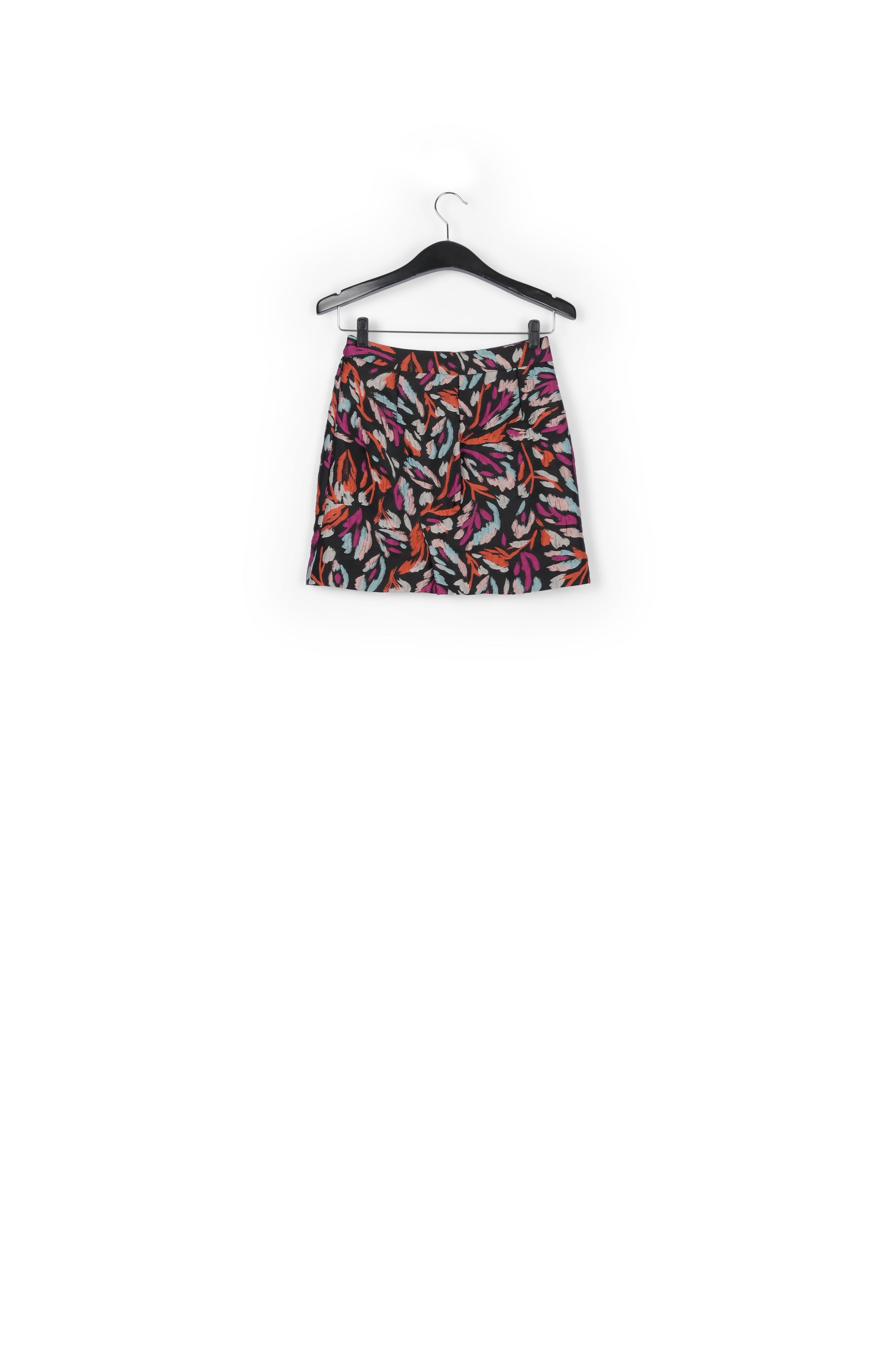 Minirok in zwart, geel en lila jacquard RE—SSENTIEL | Essentiel second hand