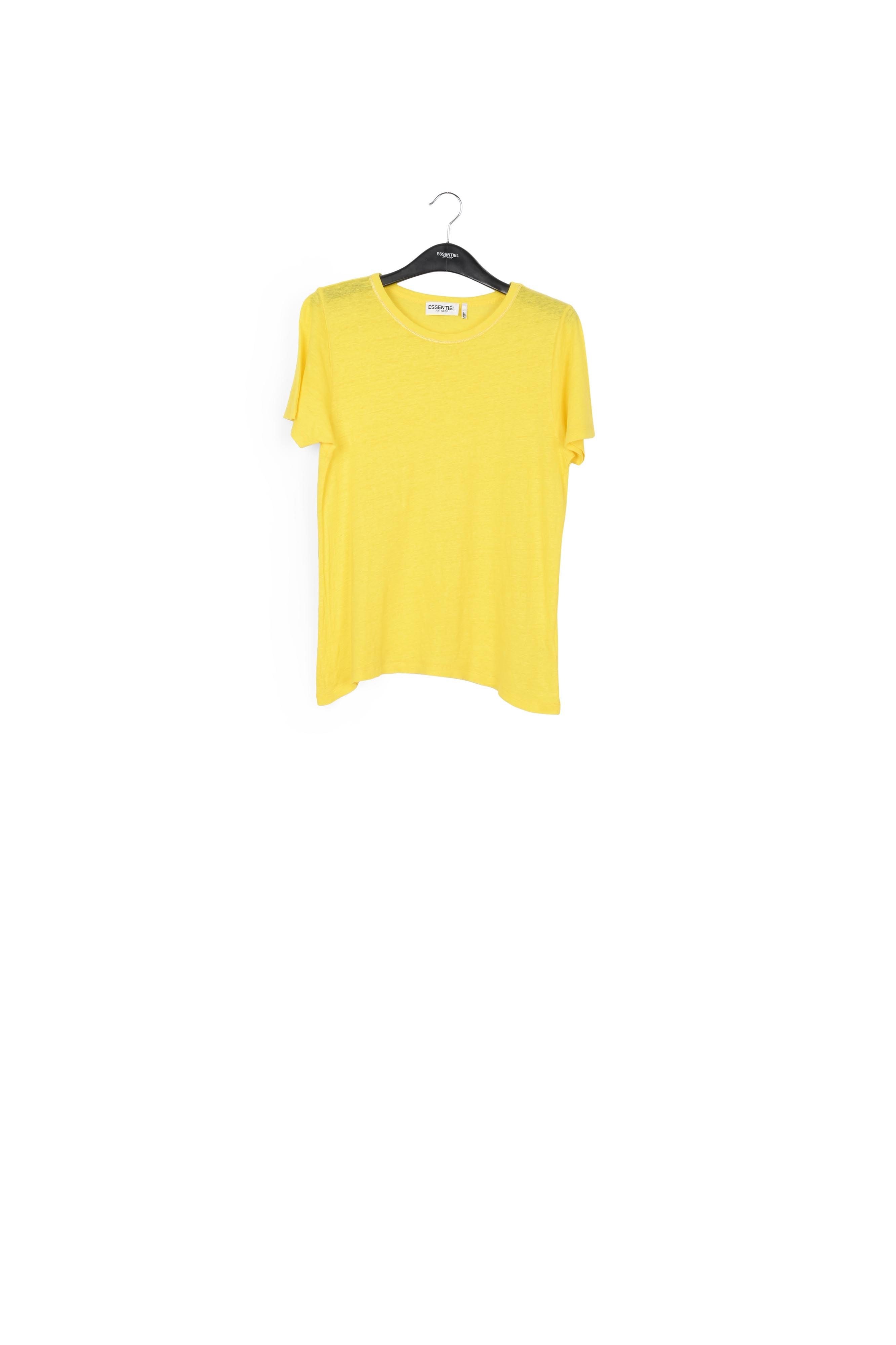 Yellow linen summer t-shirt RE—SSENTIEL | Essentiel second hand
