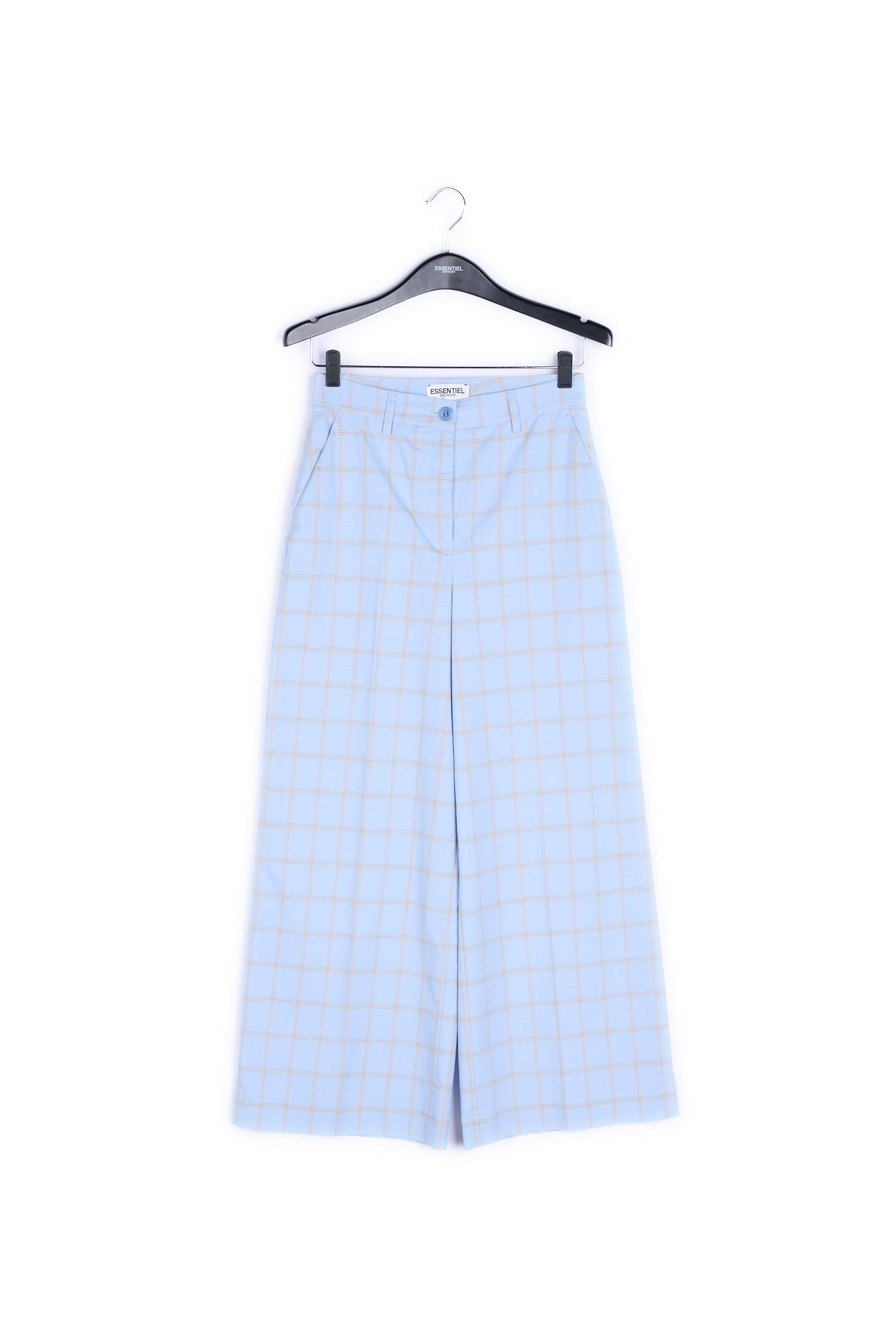 Light blue plaid wide leg trousers RE—SSENTIEL | Essentiel second hand