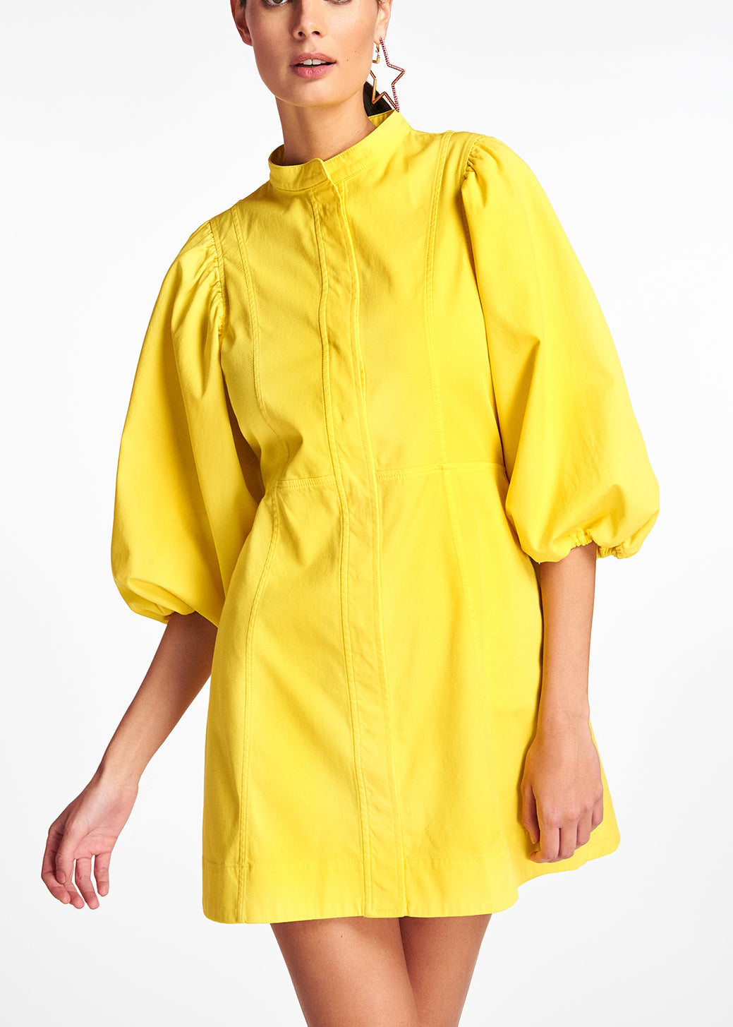 Mini-robe jaune en coton sergé RE—SSENTIEL | Essentiel second hand
