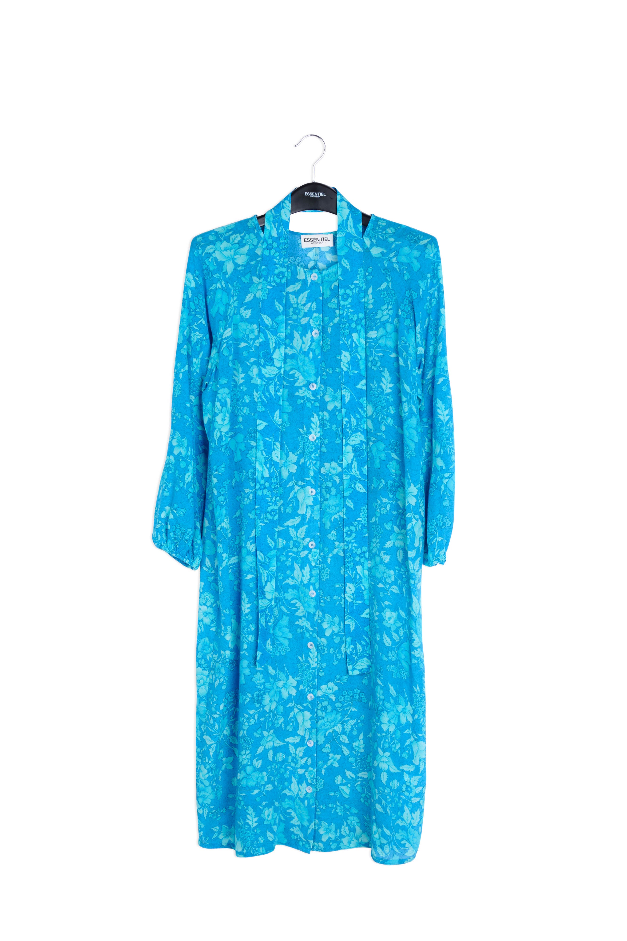 Printed blue silk shirt dress RE—SSENTIEL | Essentiel second hand