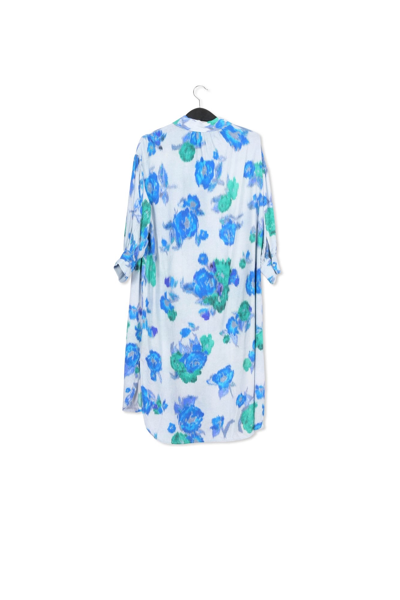 Light blue, blue and green floral-print shirt dress RE—SSENTIEL | Essentiel second hand