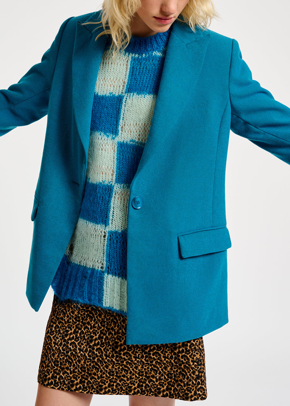 Blazer bleu à simple boutonnage RE—SSENTIEL | Essentiel second hand