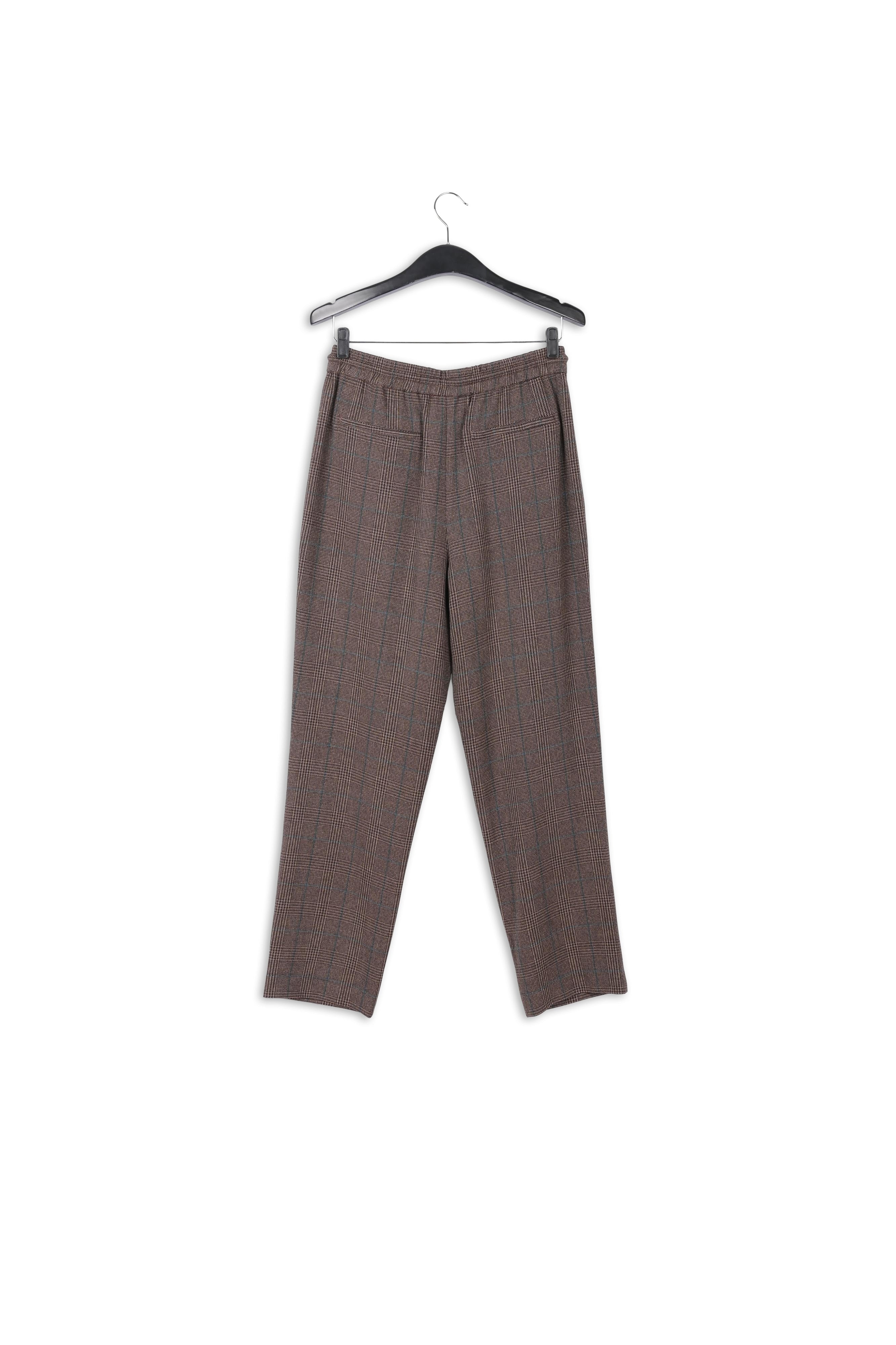 Brown pants with black and blue check motif RE—SSENTIEL | Essentiel second hand