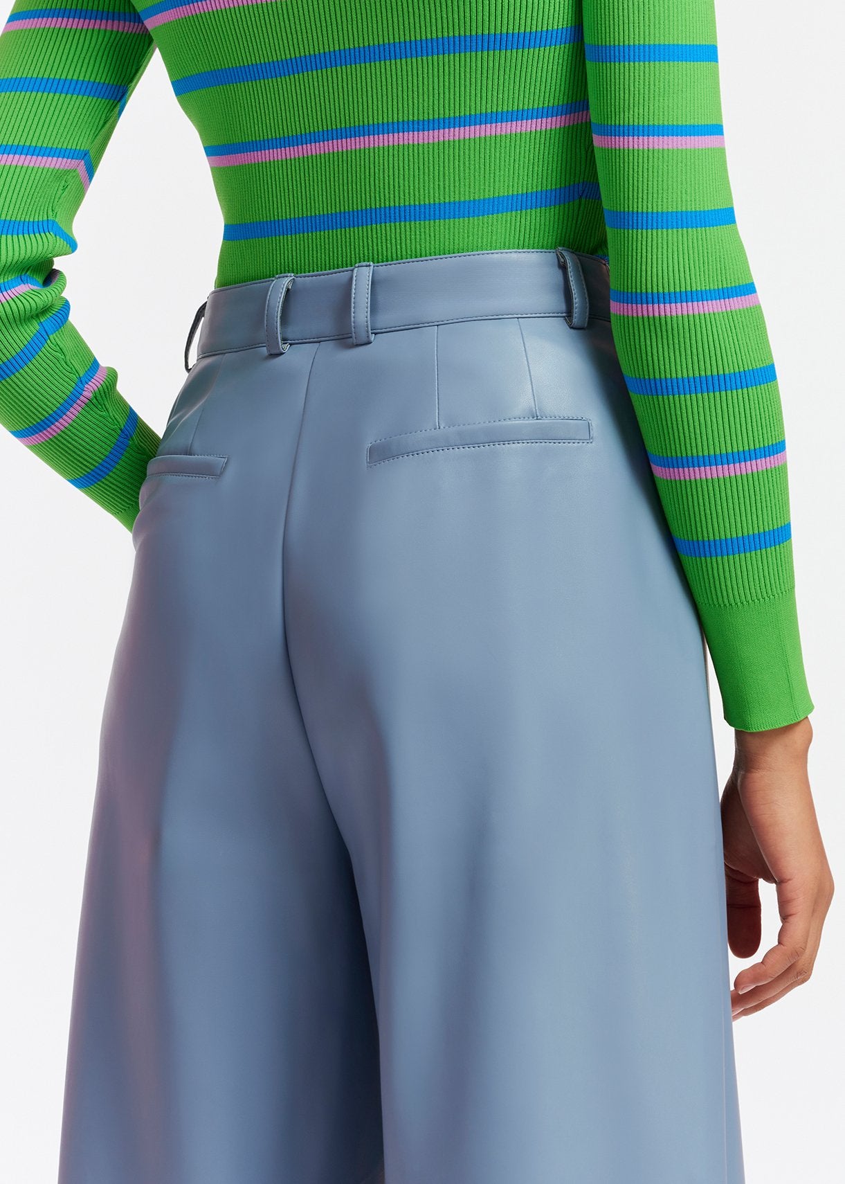 Powder blue faux leather pants RE—SSENTIEL | Essentiel second hand