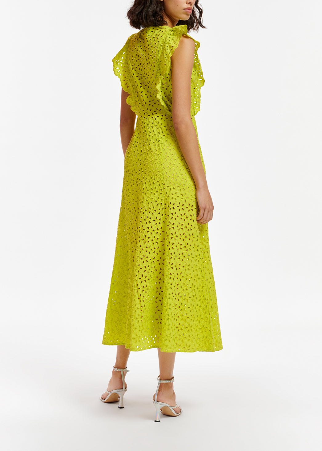 Lime green broderie anglaise cotton maxi dress RE—SSENTIEL | Essentiel second hand
