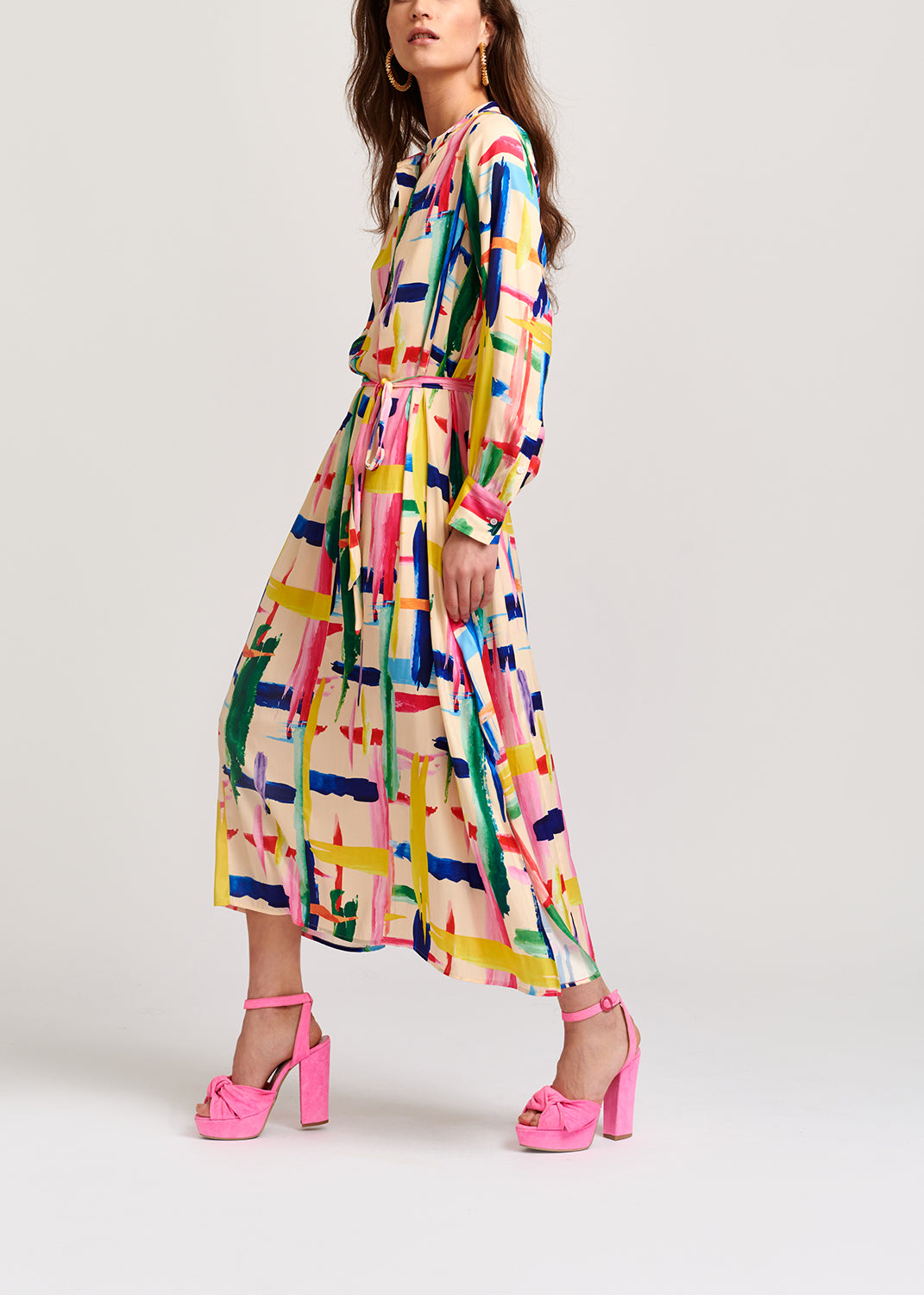 Multicolored graphic striped shirt dress RE—SSENTIEL | Essentiel second hand