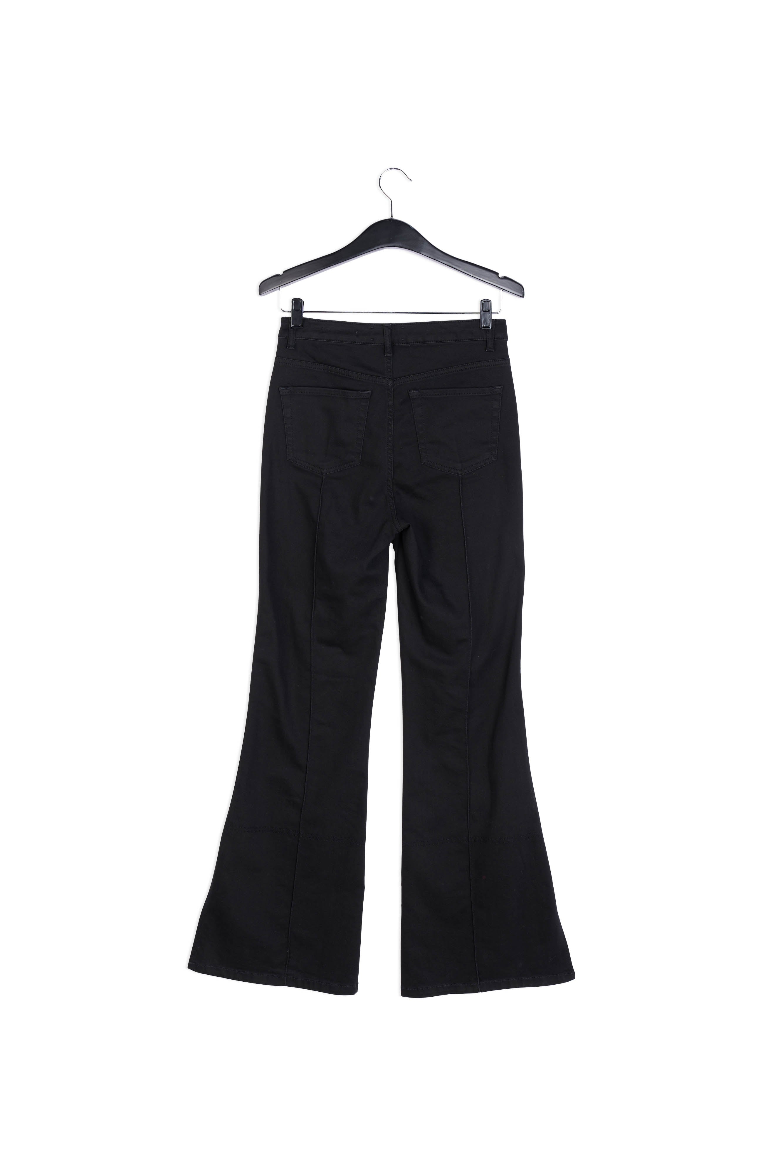 Zwarte katoenmix jeans met uitlopende pijpen RE—SSENTIEL | Essentiel second hand