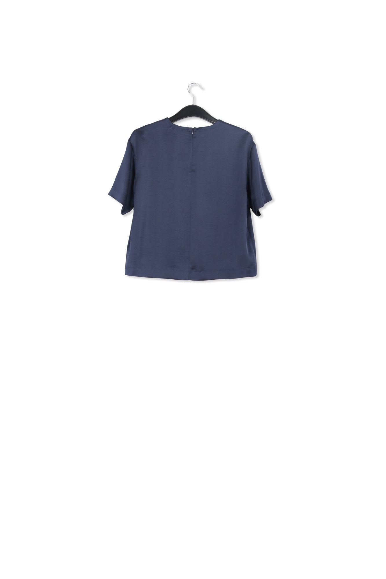 Navy blue oversized satin top RE—SSENTIEL | Essentiel second hand