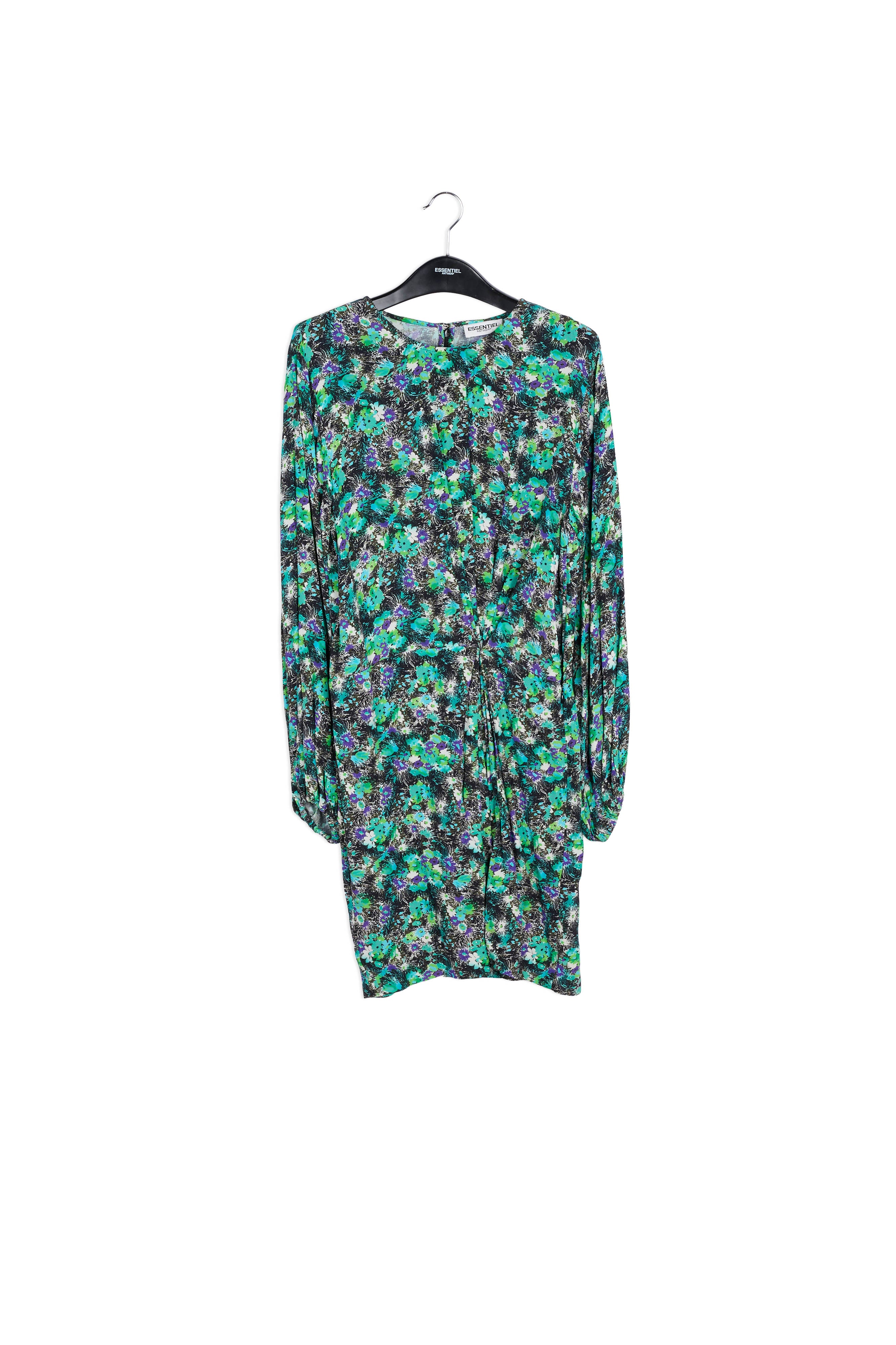 Grey and green floral print mini dress RE—SSENTIEL | Essentiel second hand