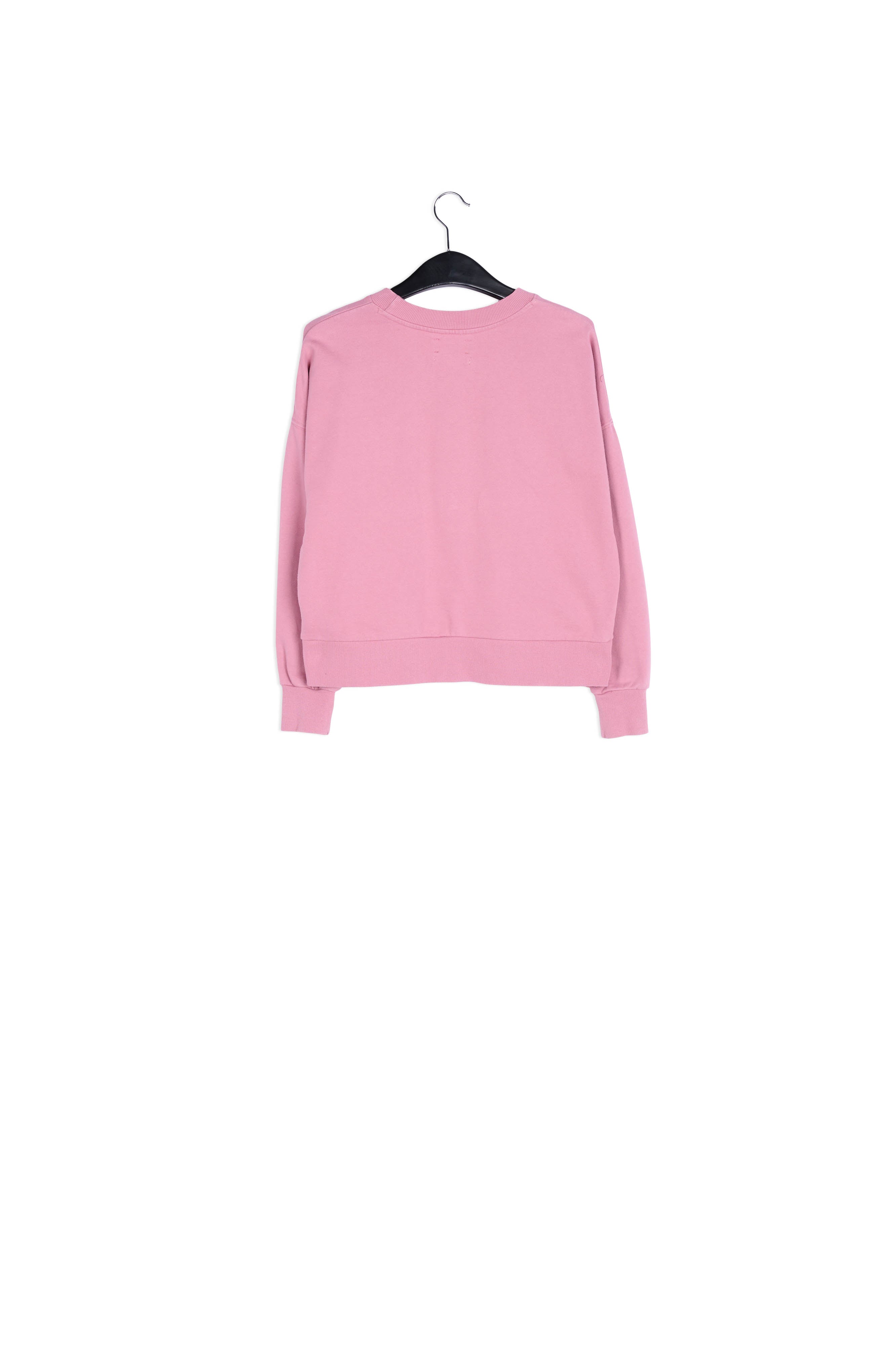 Dusty pink cotton-jersey sweatshirt with 'thrilled' embroidery RE—SSENTIEL | Essentiel second hand