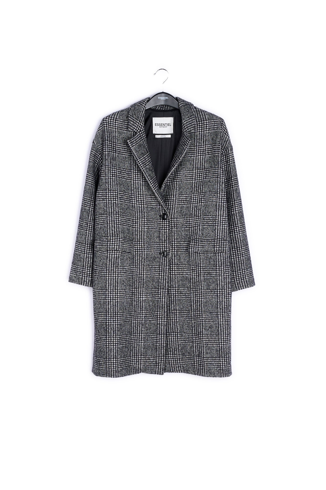 Blue and black wool blend coat RE—SSENTIEL | Essentiel second hand