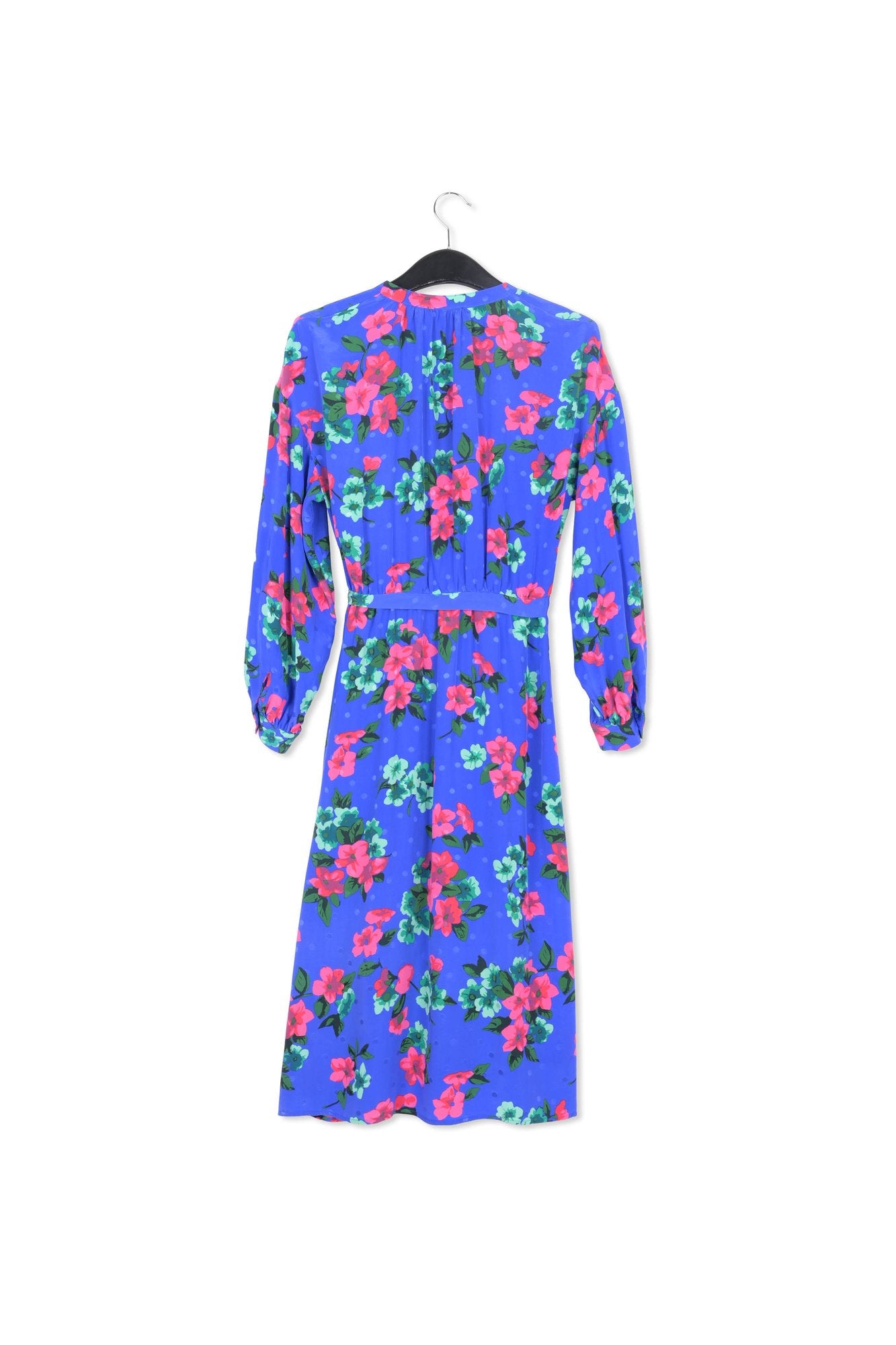 Dark blue floral and polka dot silk shirt dress RE—SSENTIEL | Essentiel second hand