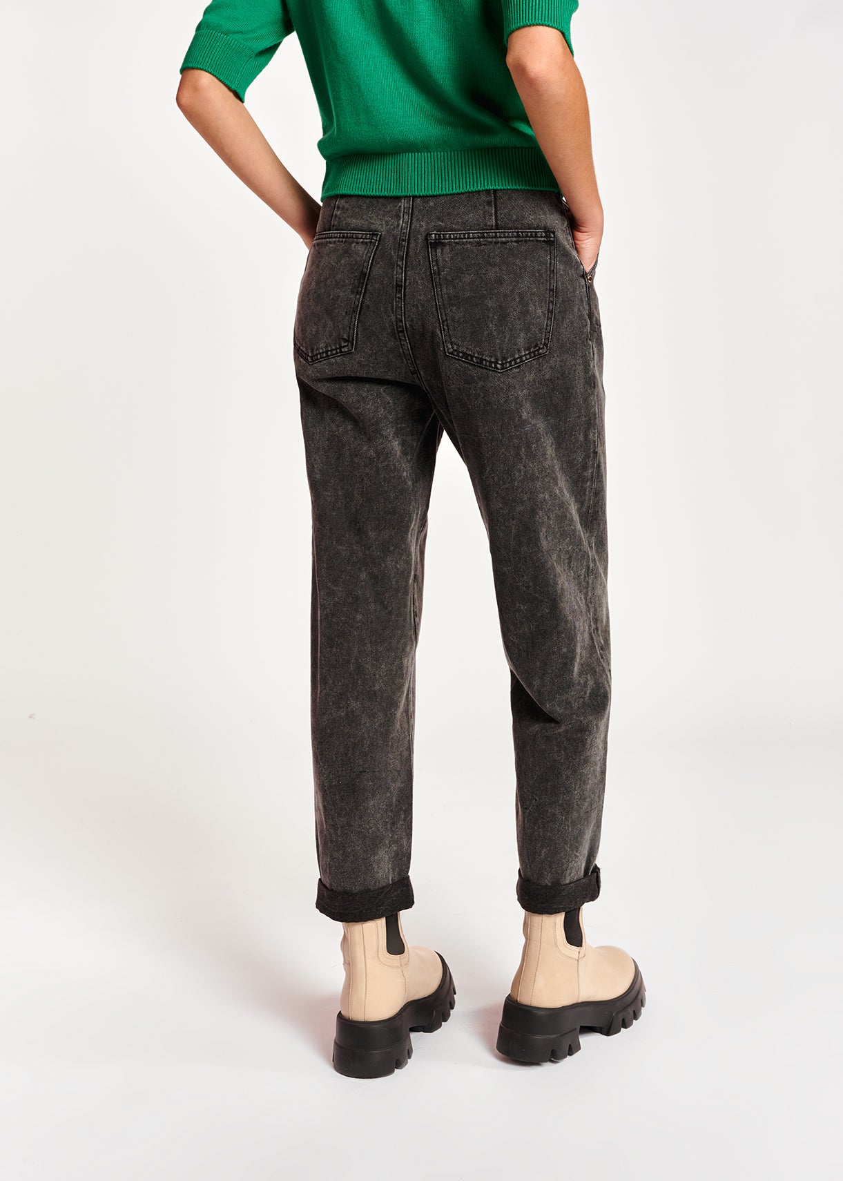 Dark grey high-rise tapered jeans RE—SSENTIEL | Essentiel second hand