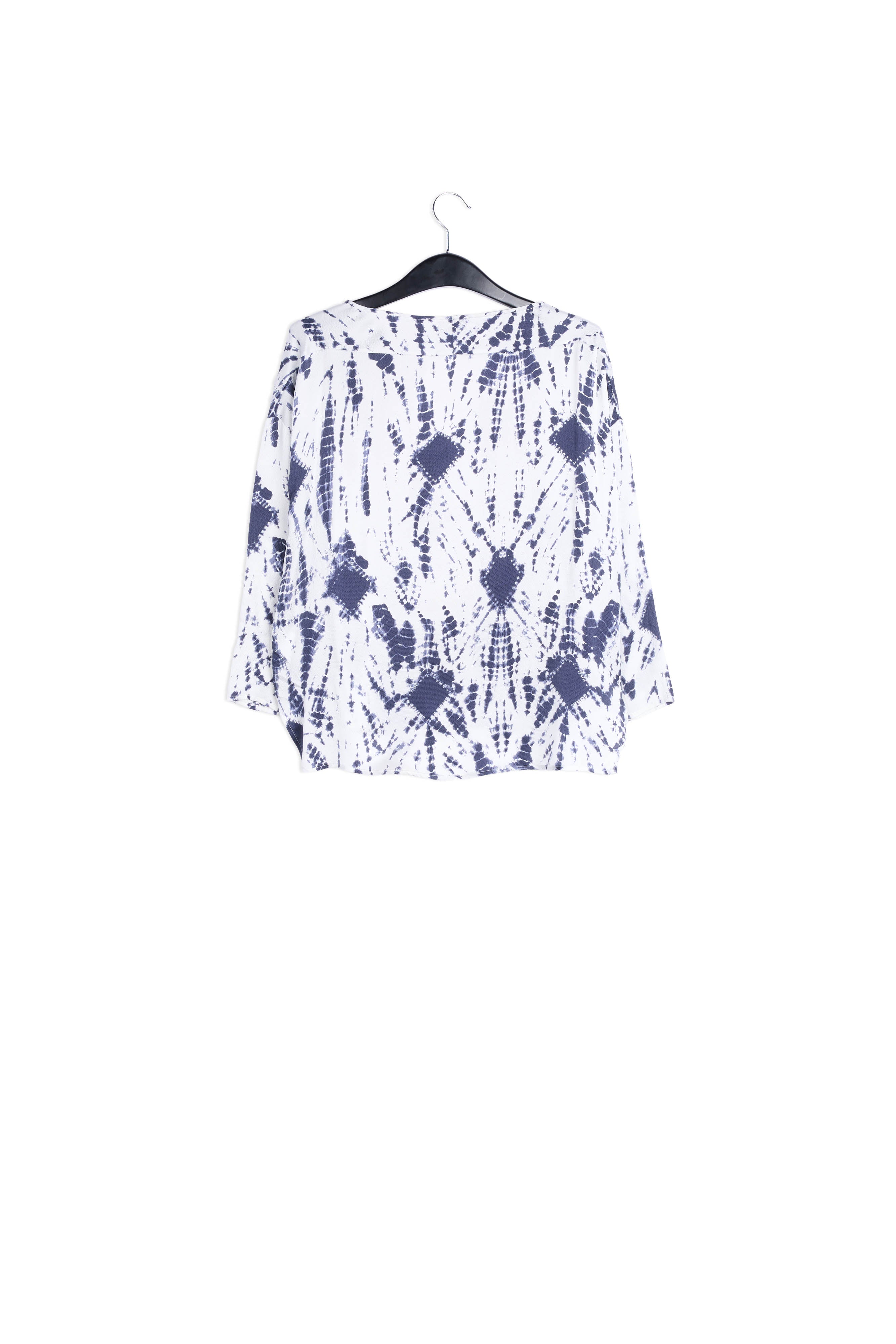 Top en soie tie-dye blanc cassé et bleu RE—SSENTIEL | Essentiel second hand