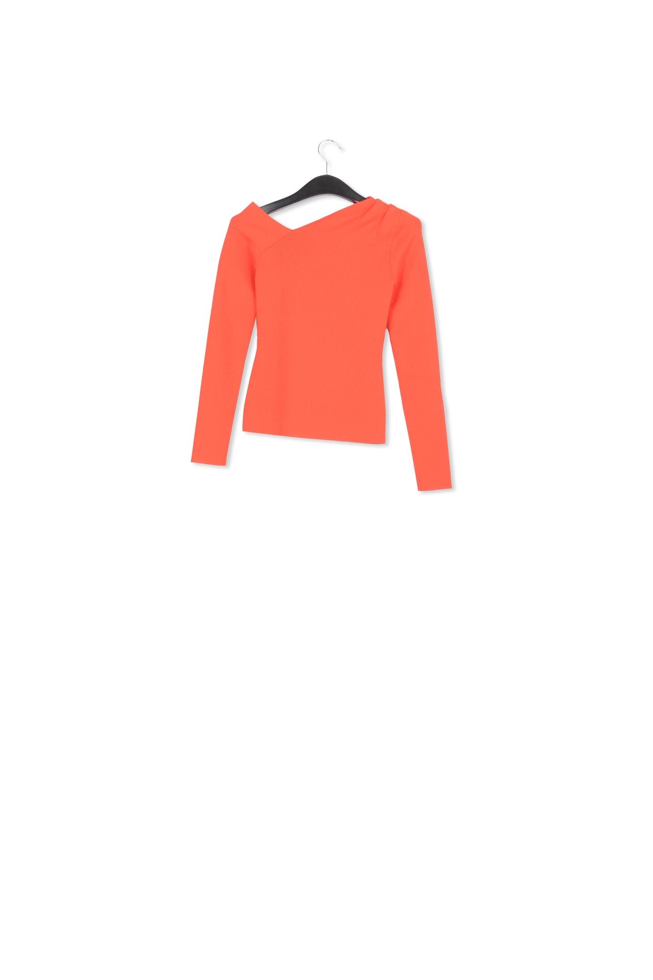 Red rib-knitted sweater with asymmetric neckline RE—SSENTIEL | Essentiel second hand