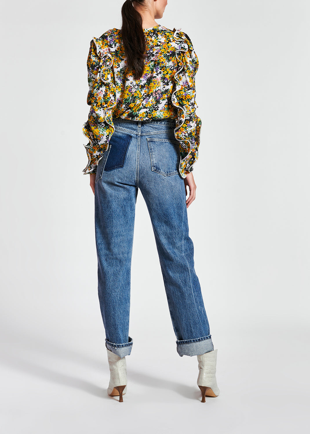 Top blanc cassé fleuri à ruches RE—SSENTIEL | Essentiel second hand