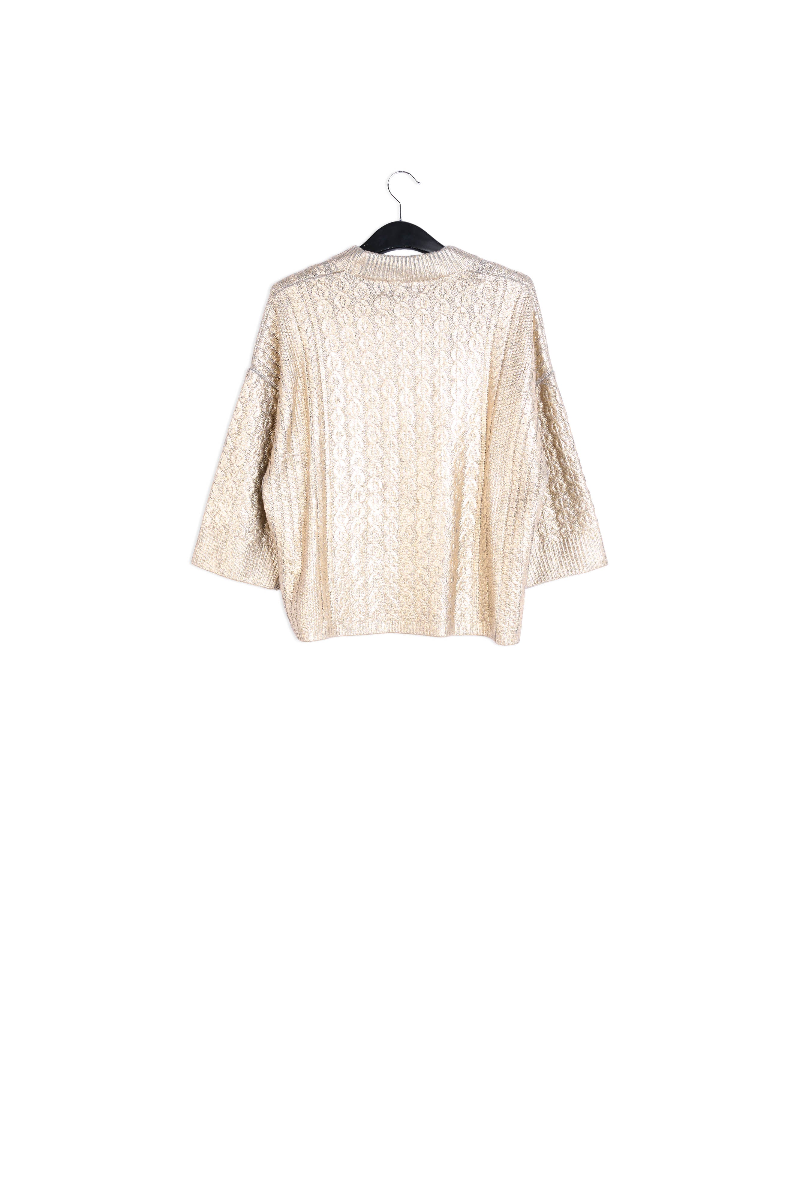 Gold metallic cable-knit sweater RE—SSENTIEL | Essentiel second hand