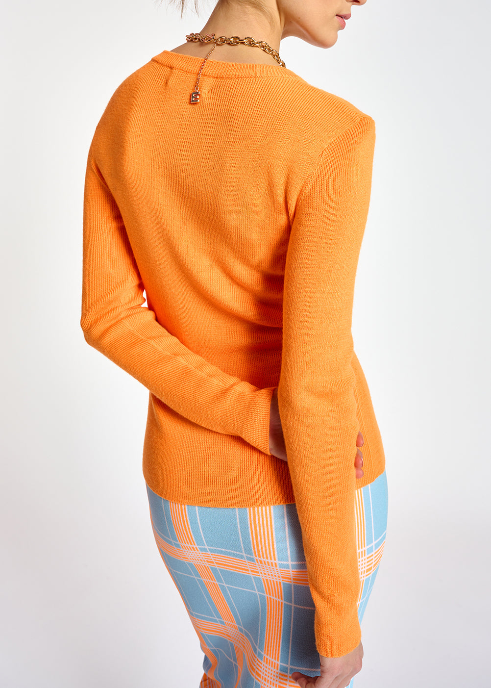 Neon orange rib-knitted sweater RE—SSENTIEL | Essentiel second hand