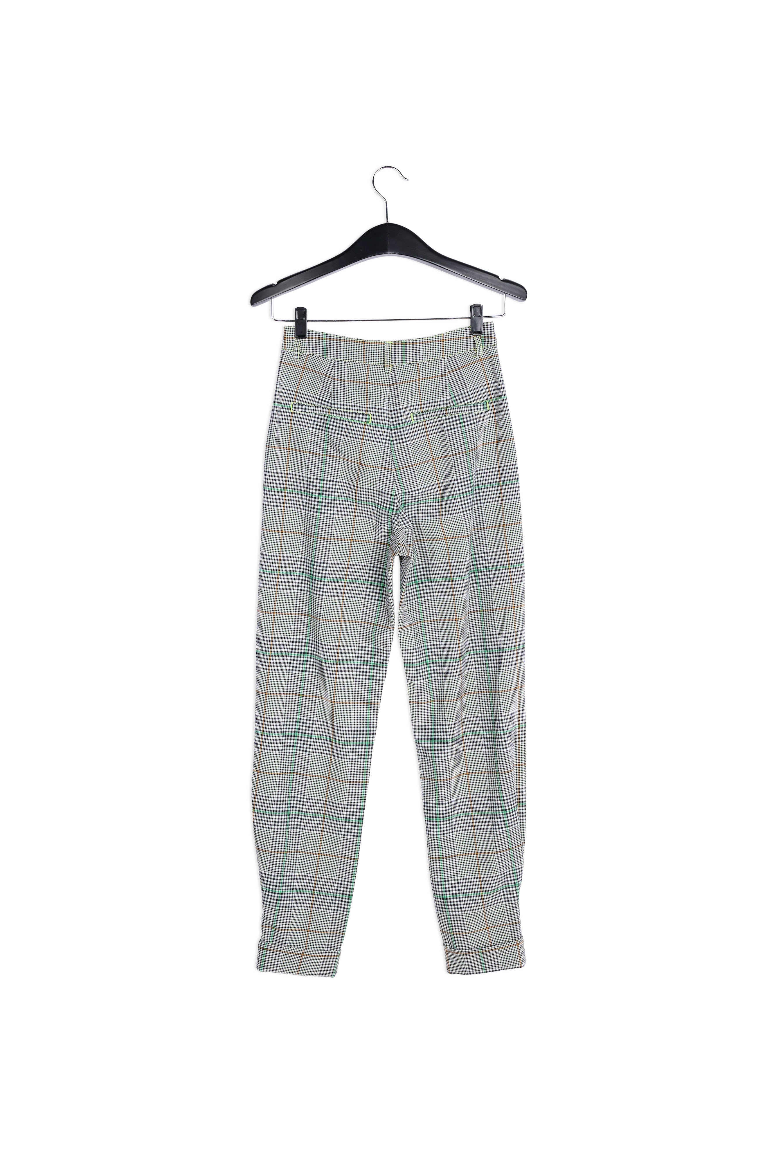 Gebroken witte ruitjesbroek met hoge taille RE—SSENTIEL | Essentiel second hand