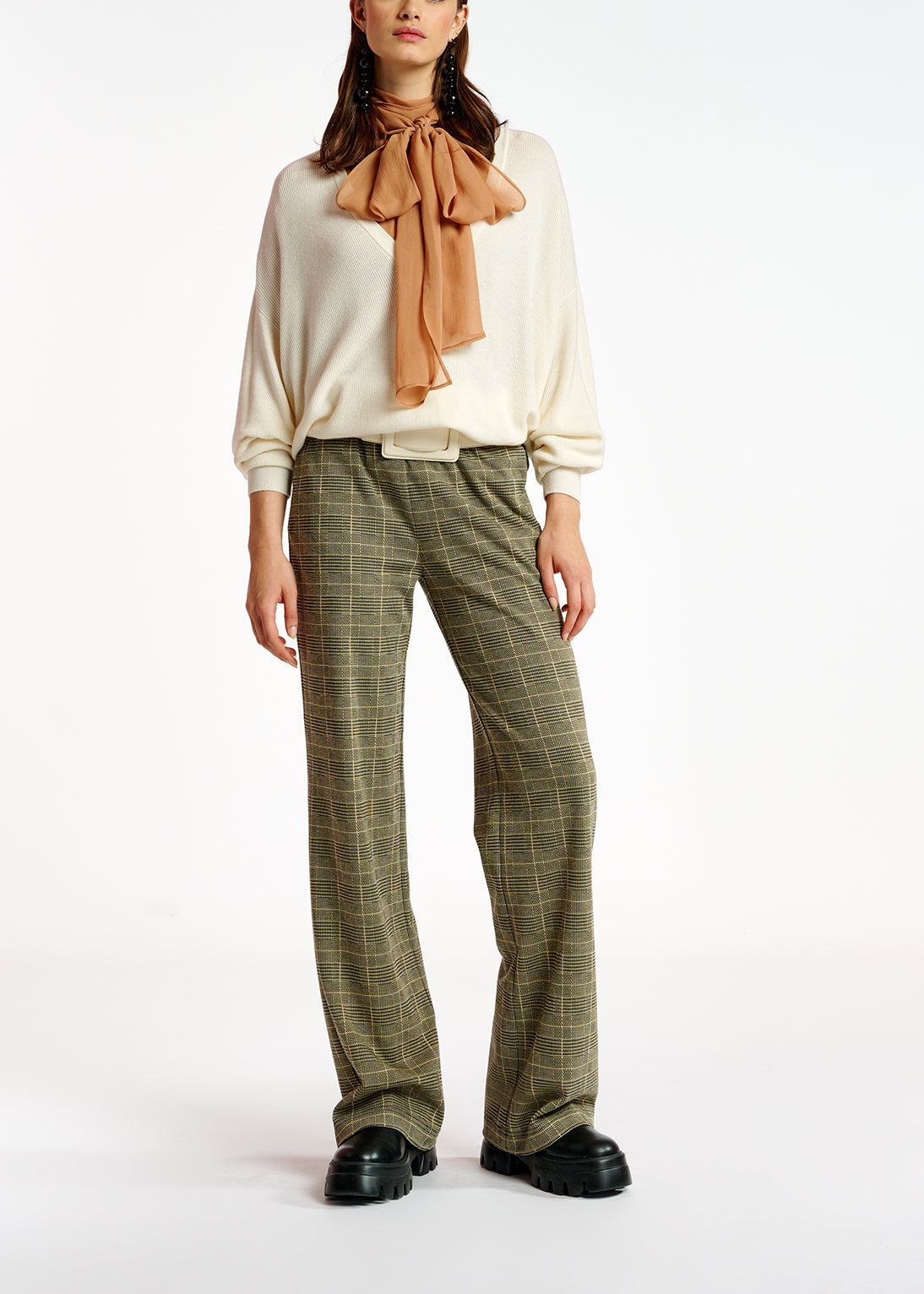 Jacquard gebreide broek met ruitjes RE—SSENTIEL | Essentiel second hand