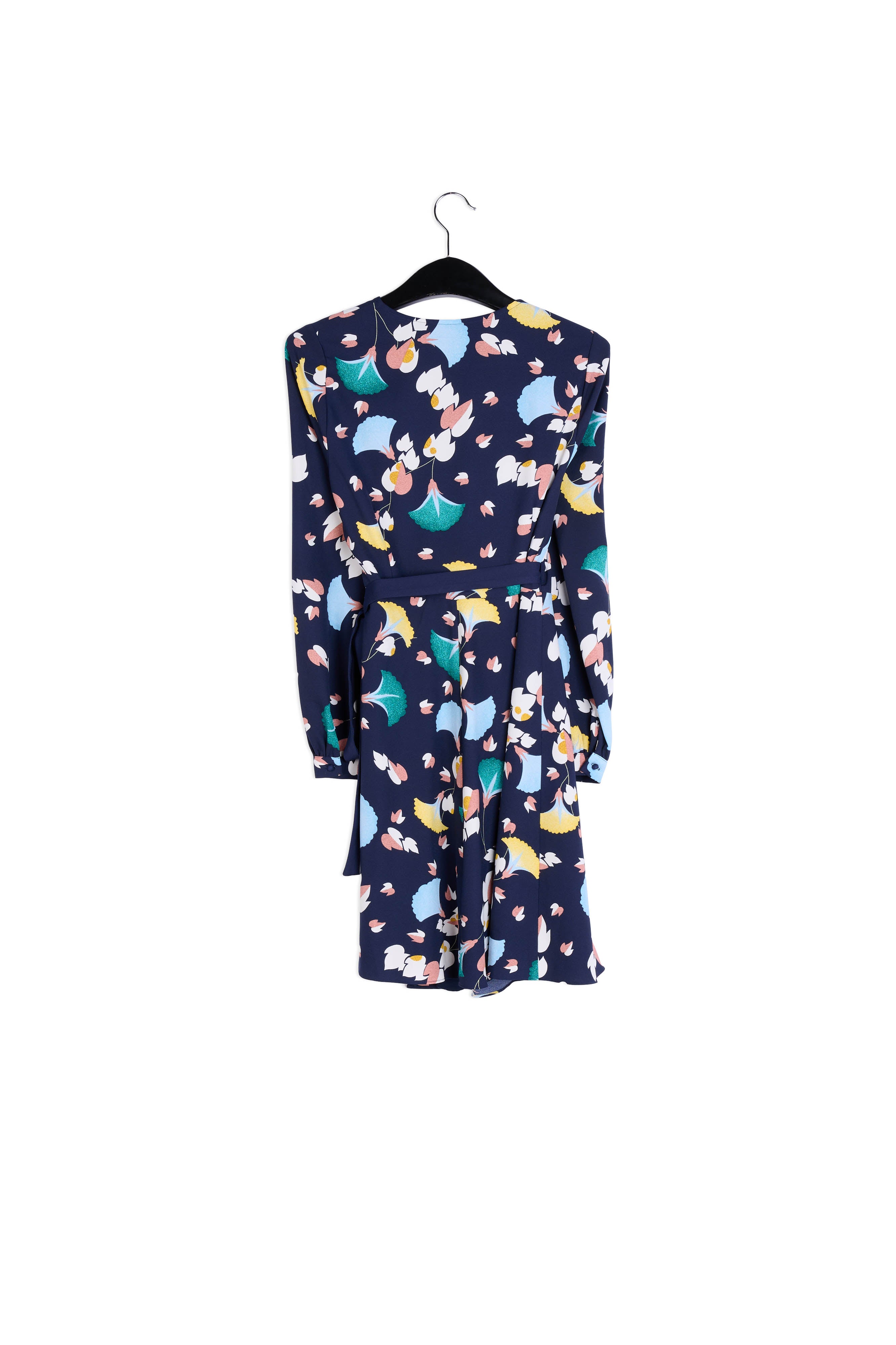 Black wrap dress with flower print RE—SSENTIEL | Essentiel second hand