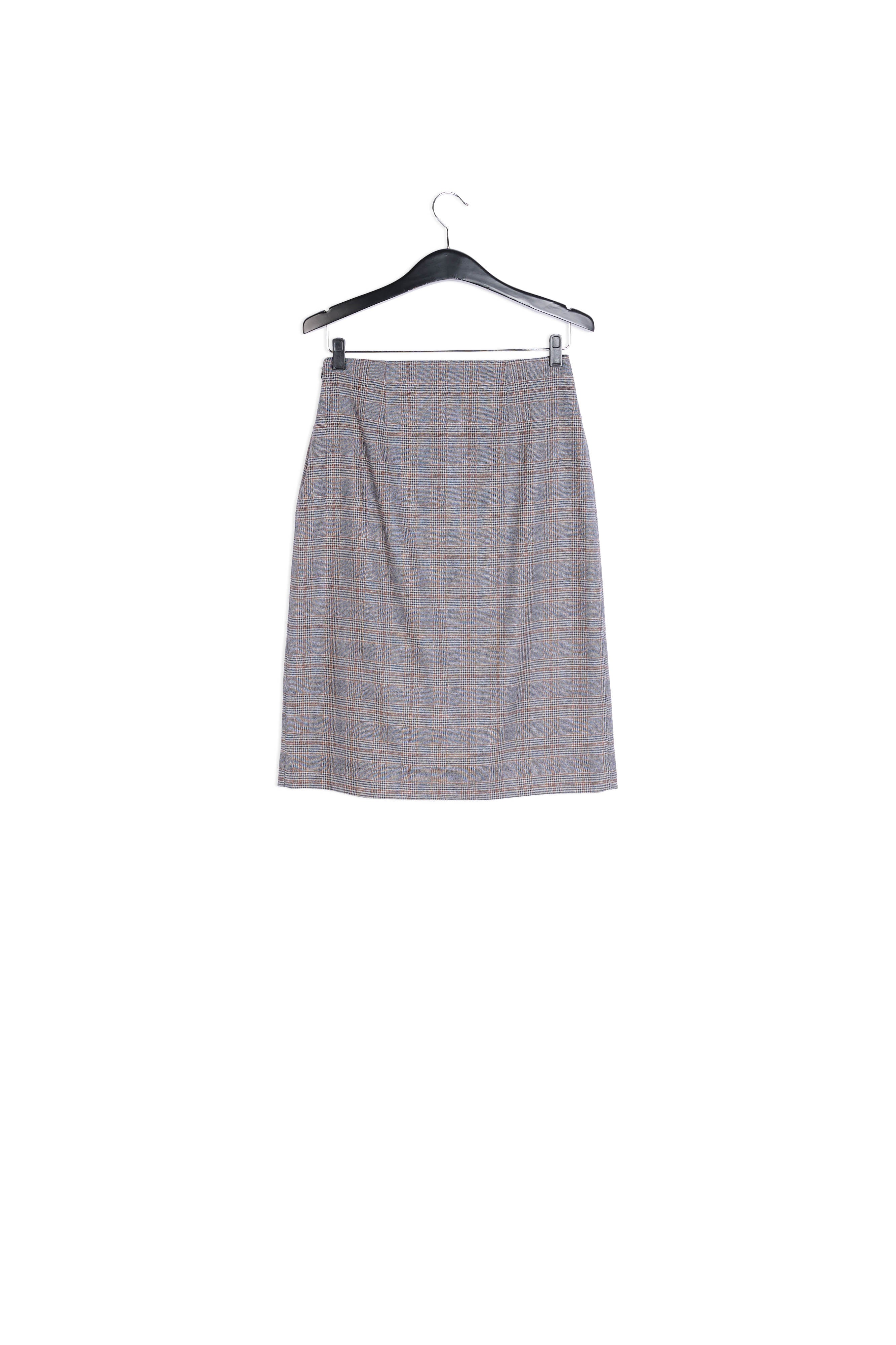 Grijze geruite knierok met volant en split RE—SSENTIEL | Essentiel second hand