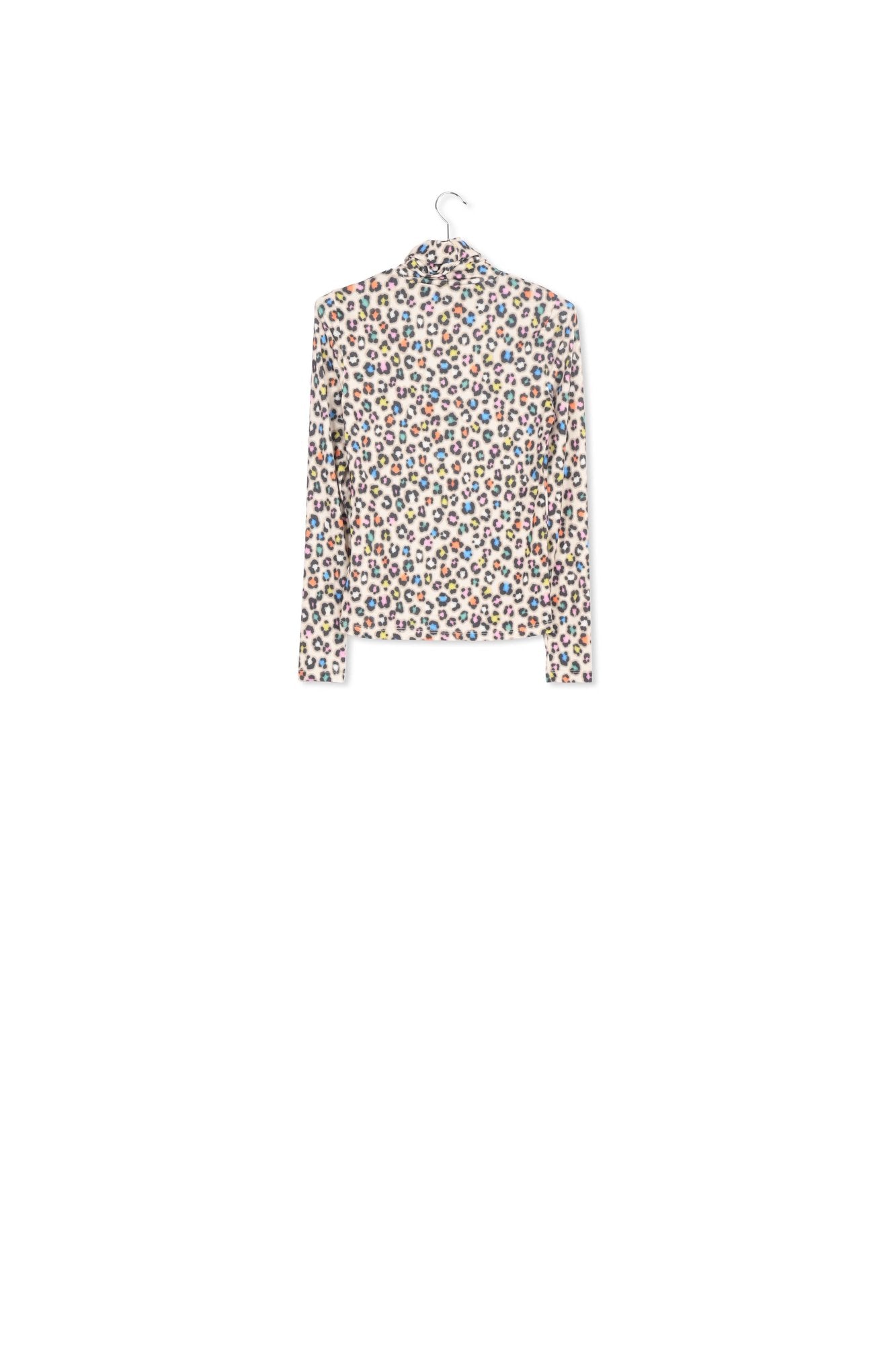 Beige turtleneck top with multicolor leopard print RE—SSENTIEL | Essentiel second hand