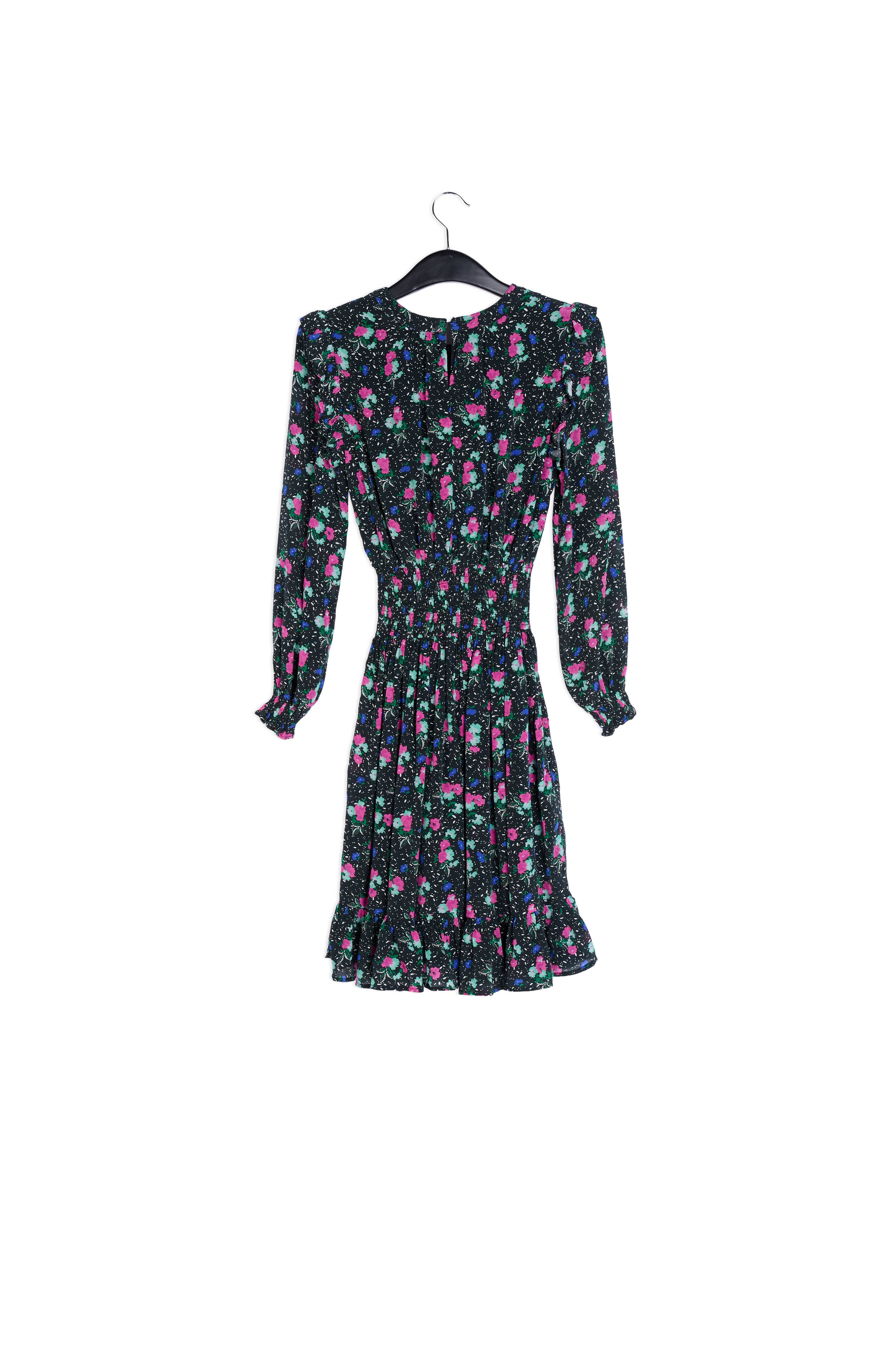 Robe midi noire à imprimé floral RE—SSENTIEL | Essentiel second hand