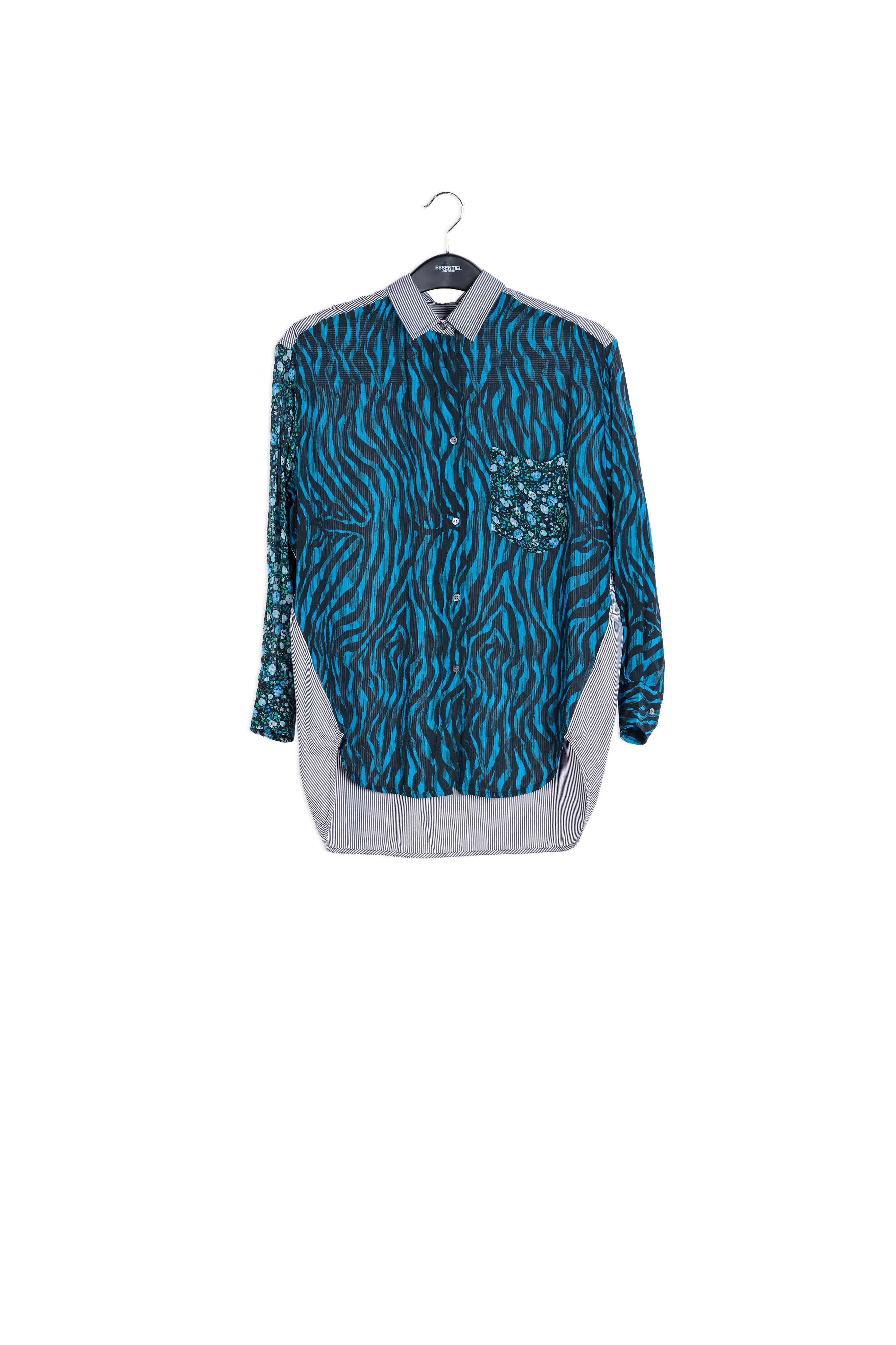 Blue and black multiprint shirt RE—SSENTIEL | Essentiel second hand