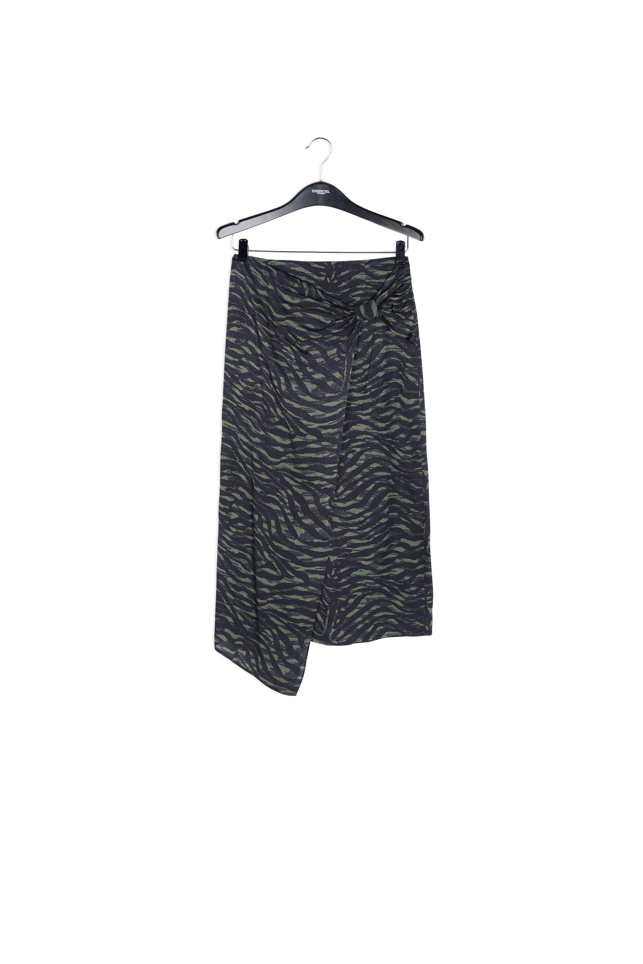 Khaki and black wrap effect long pencil skirt RE—SSENTIEL | Essentiel second hand