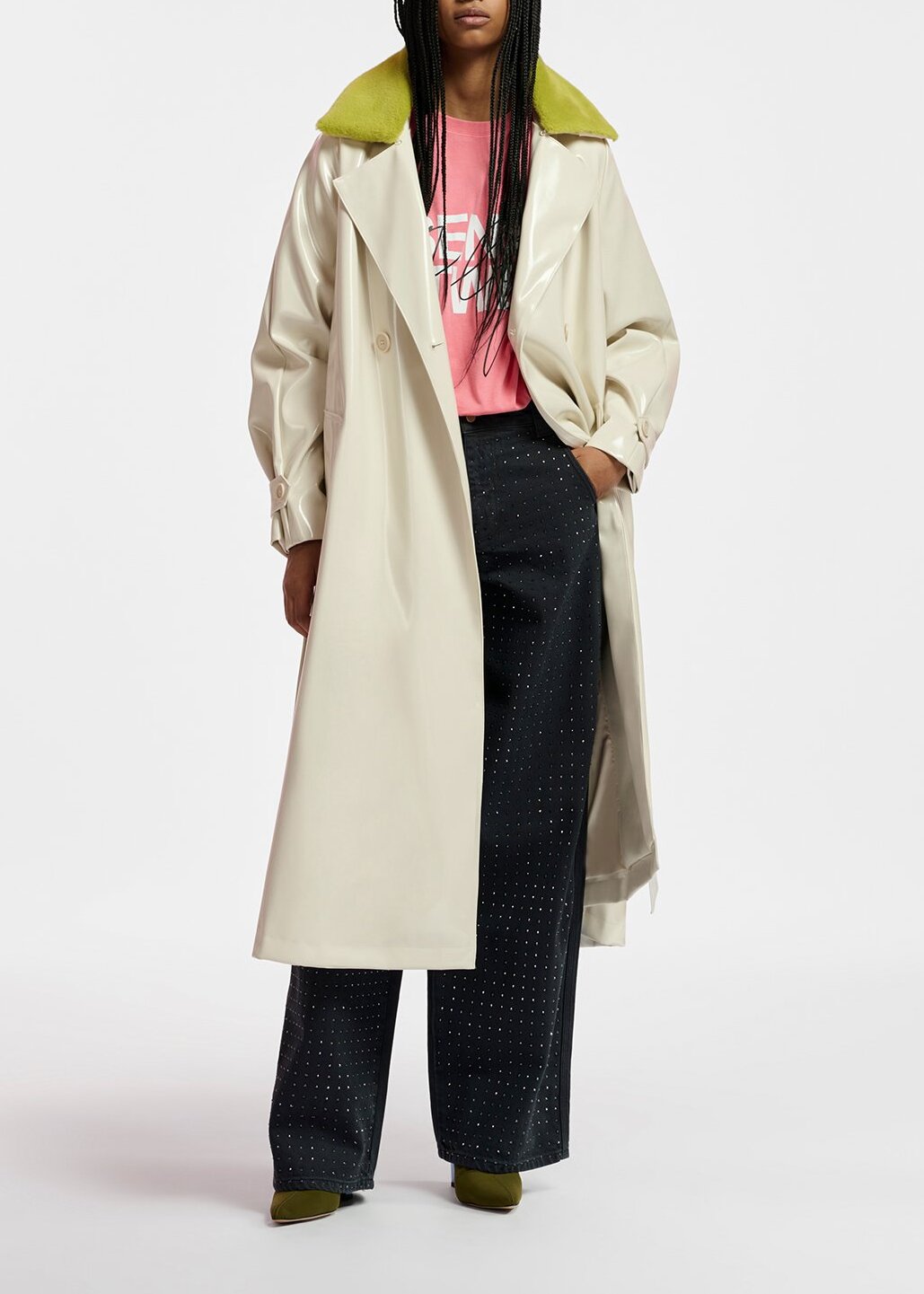 Black rhinestone-embellished wide-leg jeans RE—SSENTIEL | Essentiel second hand