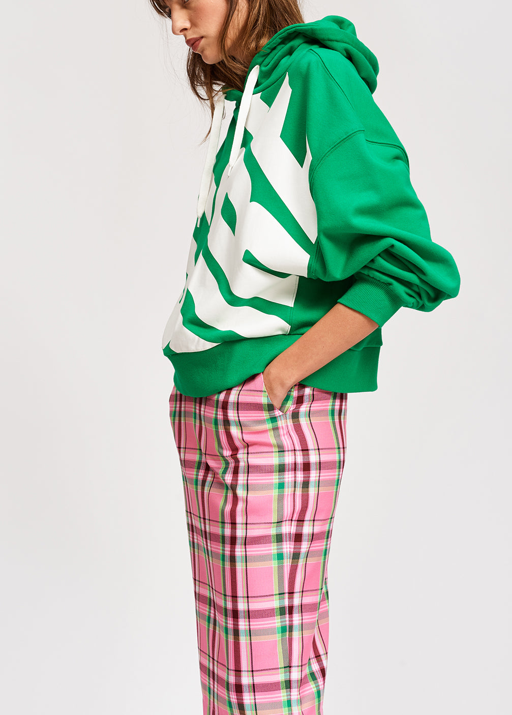 Pink plaid straight skirt RE—SSENTIEL | Essentiel second hand