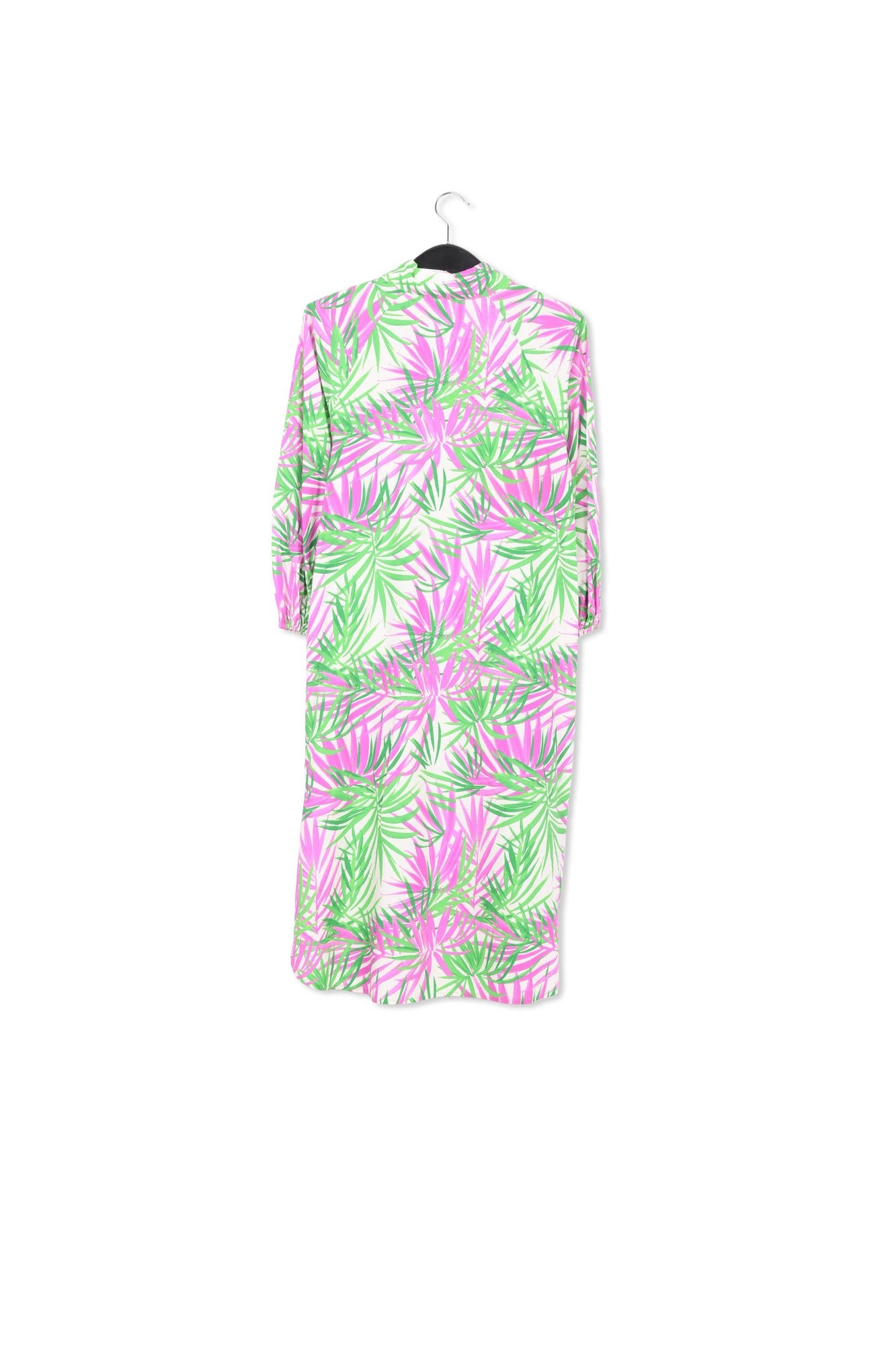 Robe chemise à imprimé feuilles de palmier blanc, violet et vert RE—SSENTIEL | Essentiel second hand