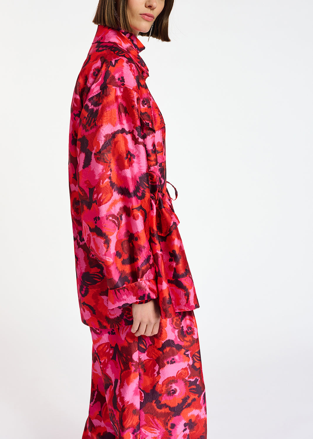 Pink, red and purple floral-jacquard jacket RE—SSENTIEL | Essentiel second hand