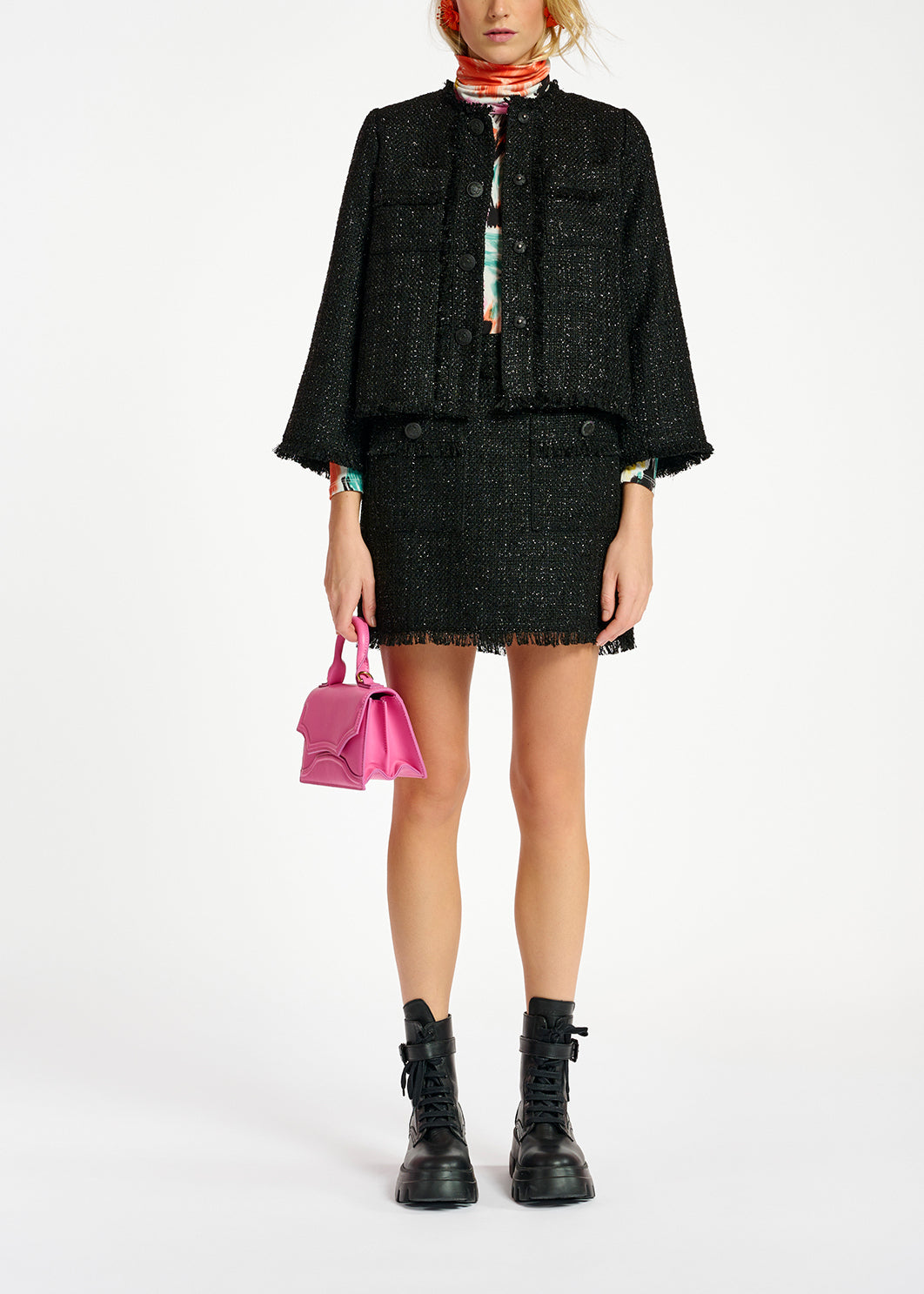 Mini-jupe en tweed noir RE—SSENTIEL | Essentiel second hand