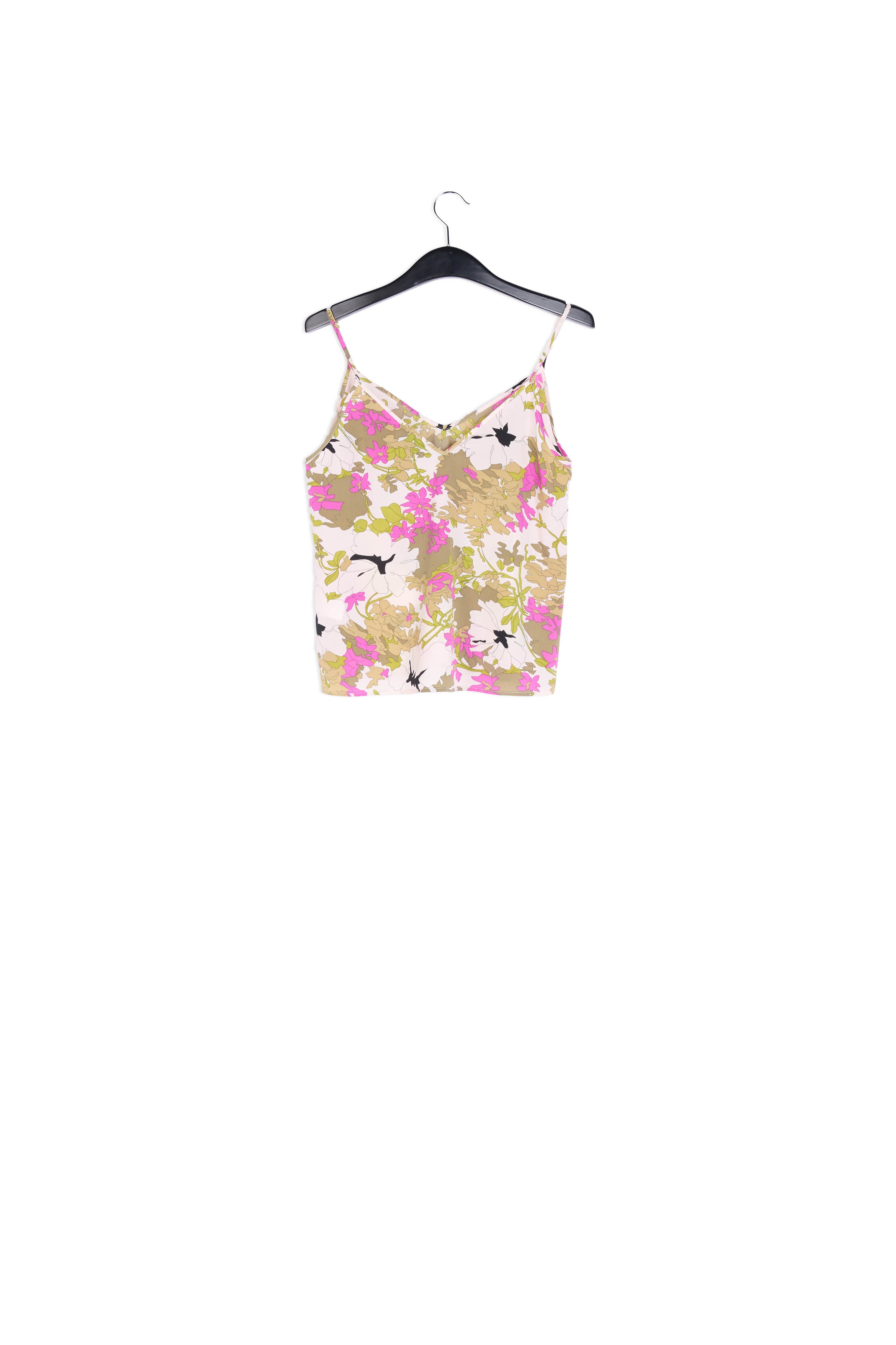 Khaki green, white and pink floral camisole RE—SSENTIEL | Essentiel second hand
