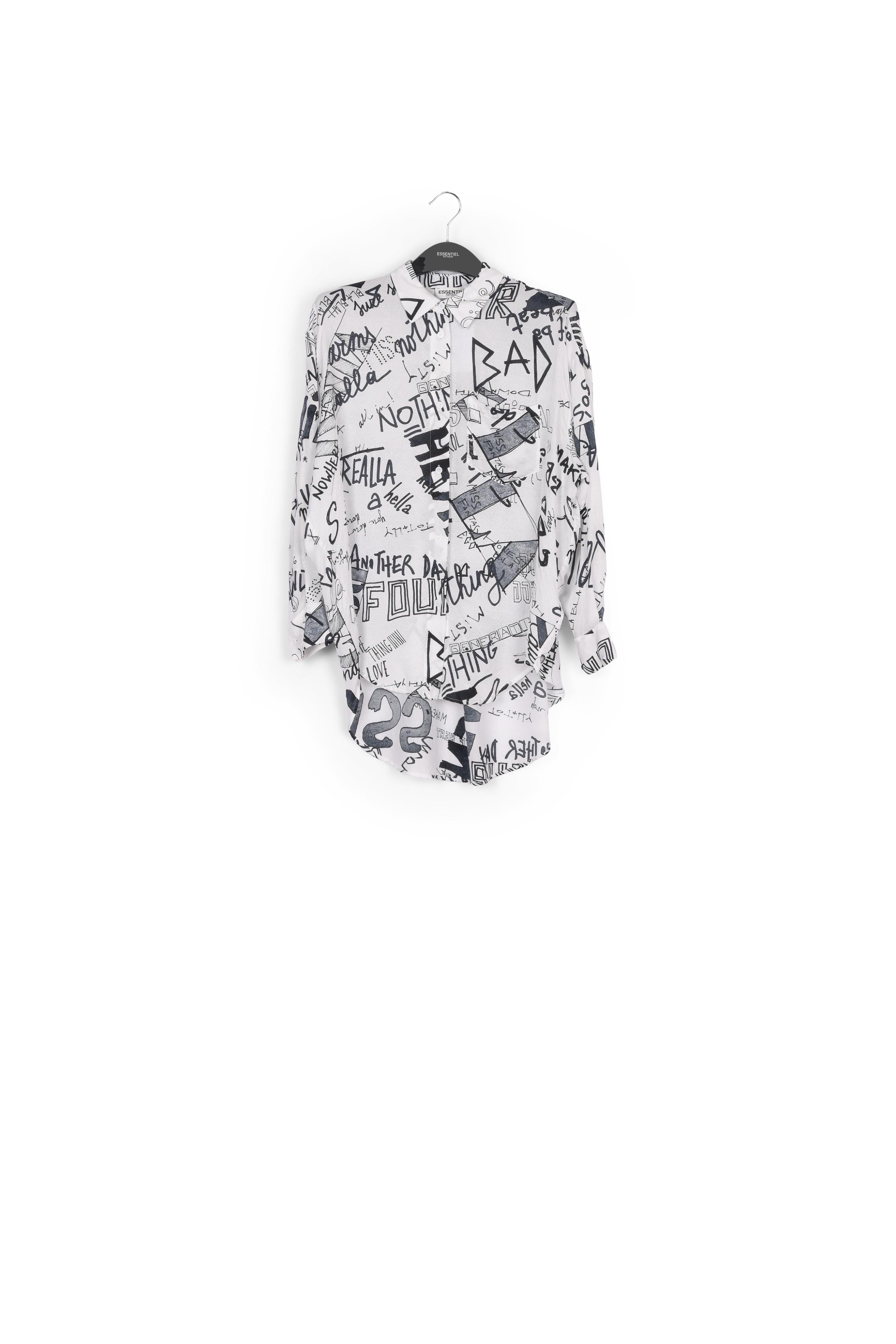Off-white and black graffiti-print shirt RE—SSENTIEL | Essentiel second hand