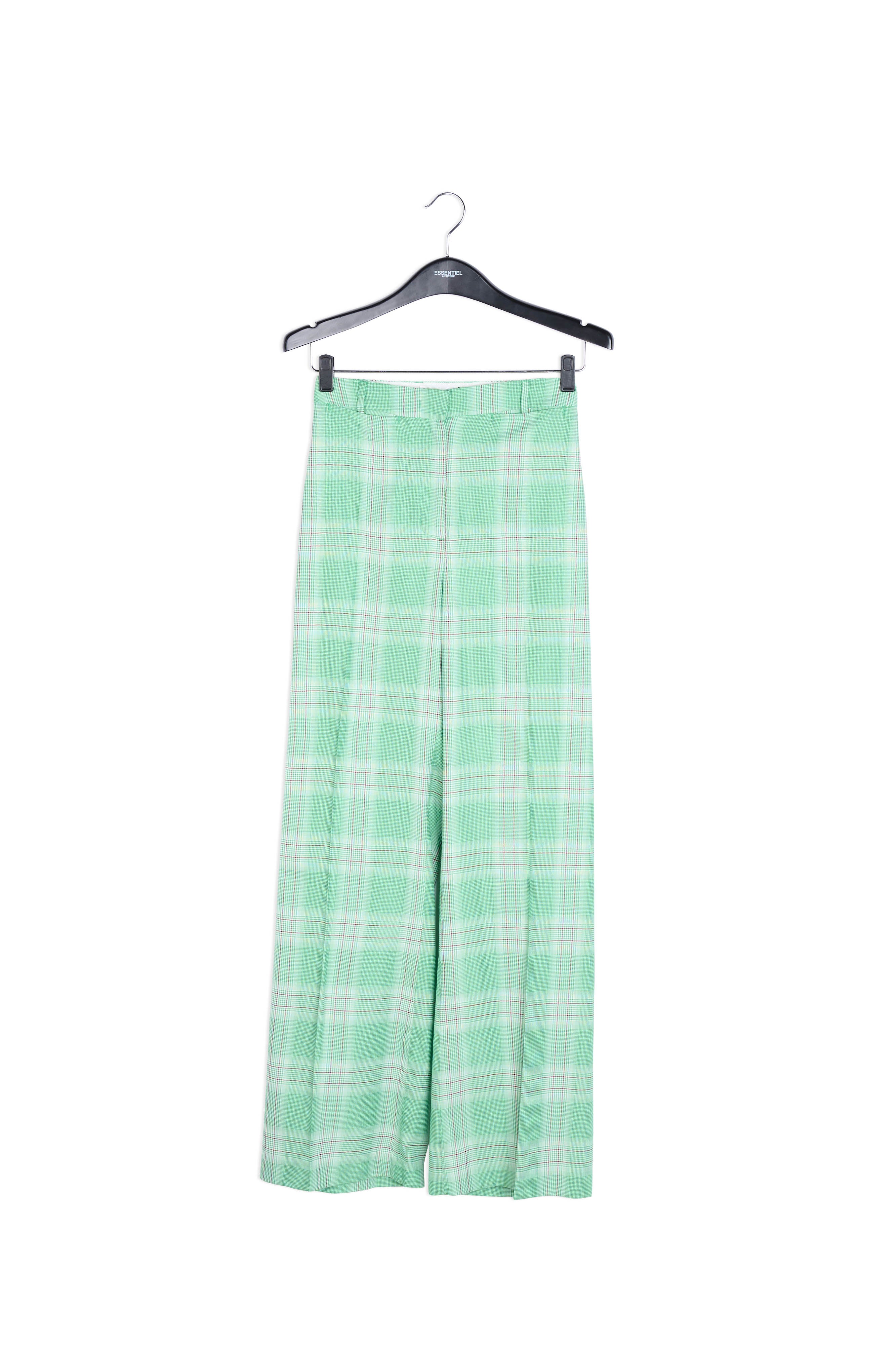 Green plaid wide-leg pants RE—SSENTIEL | Essentiel second hand